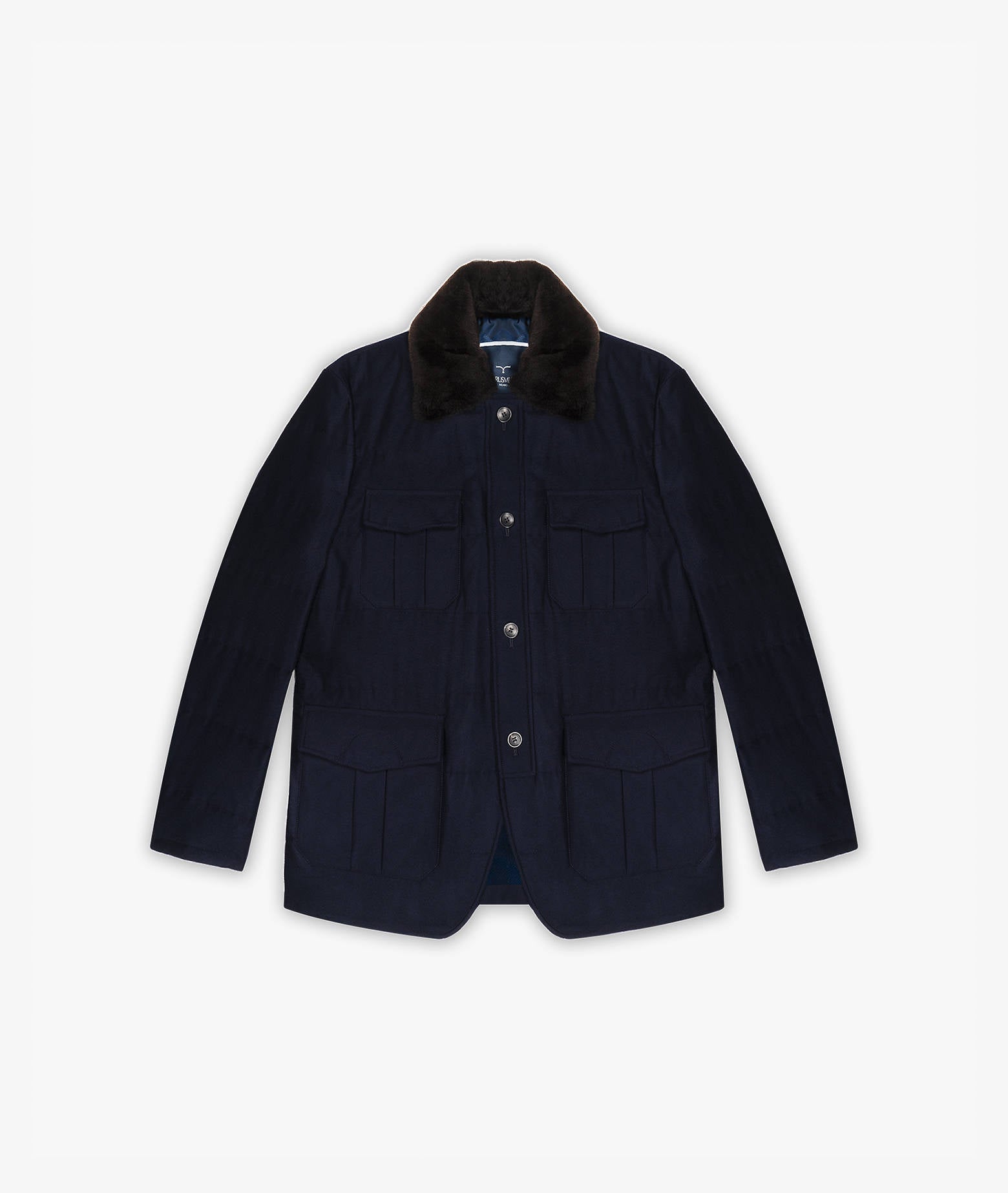 Cashmere Quilted Jacket Ortles Blue Sportwear Short Coat