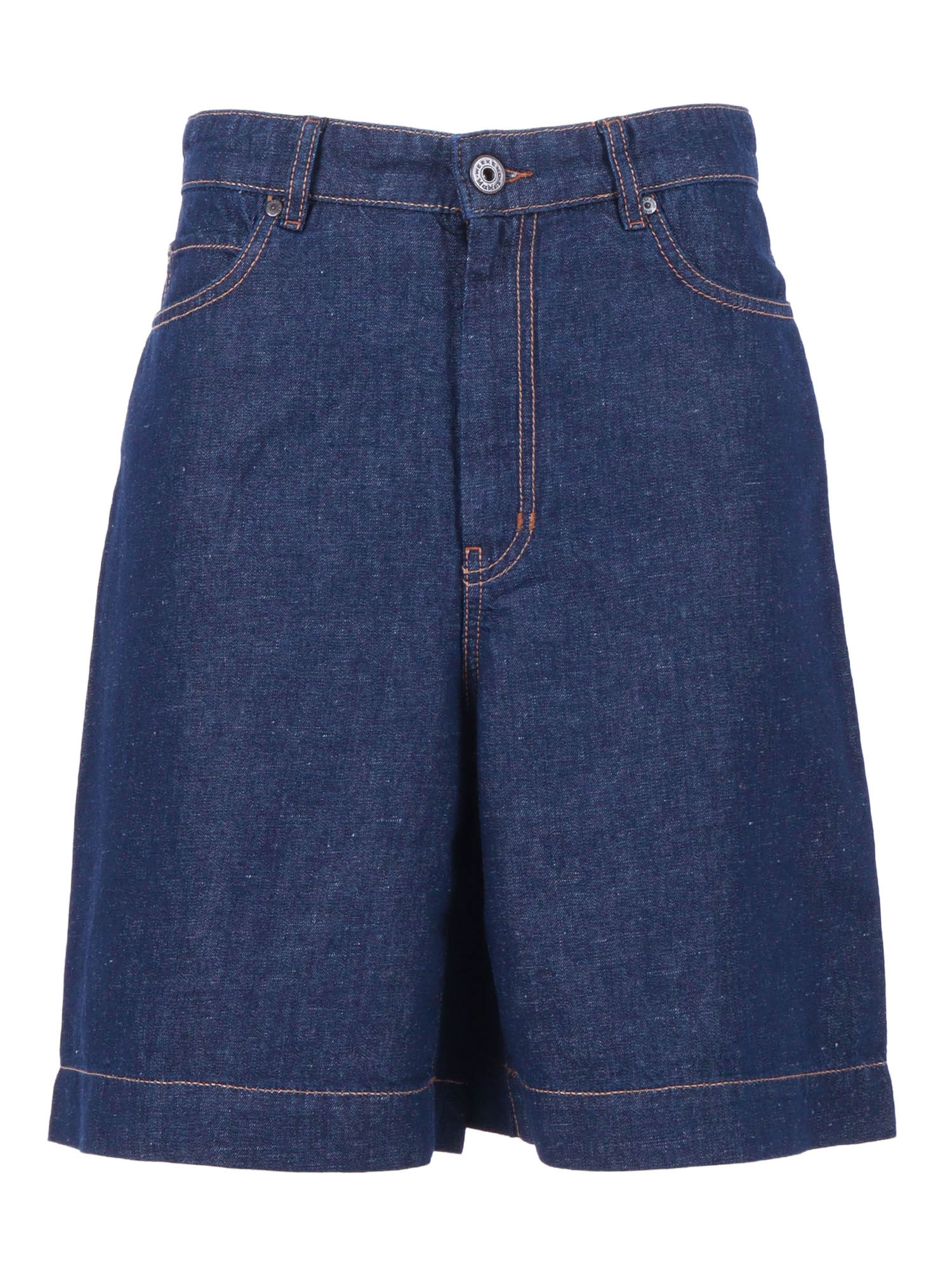 SHORTS Blue Cotton Linen