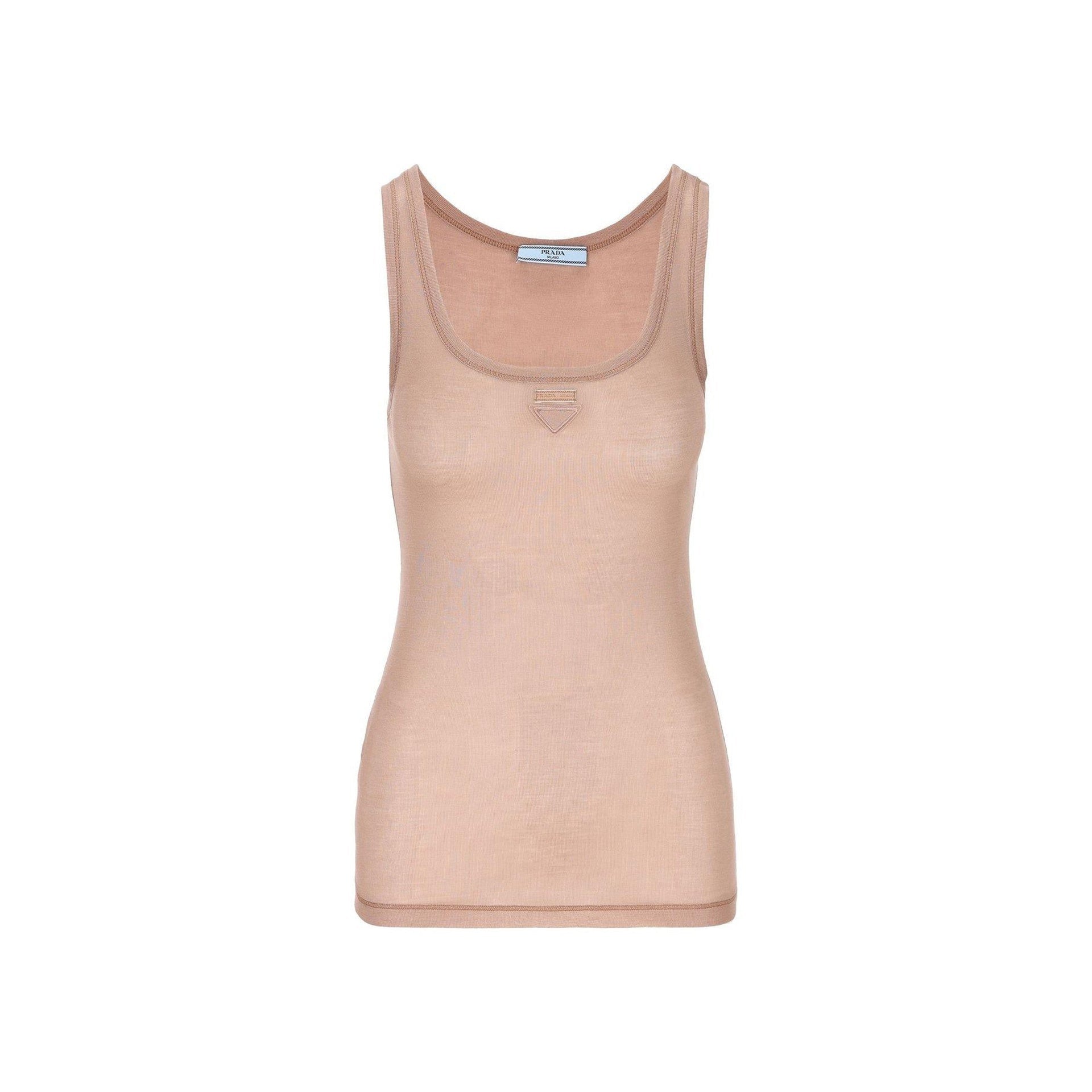 Sleeveless Logo Top Pink Silk
