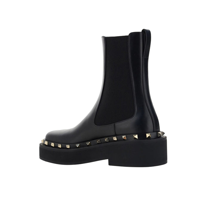 Garavani Rockstud M-Way Ankle Boots Black Calf Leather