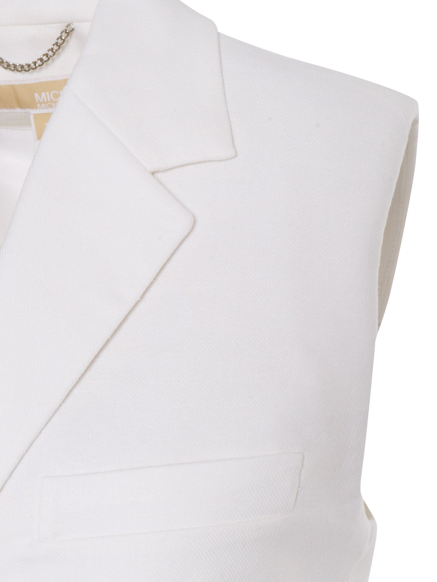White sleeveless blaze Linen Viscose Jacket