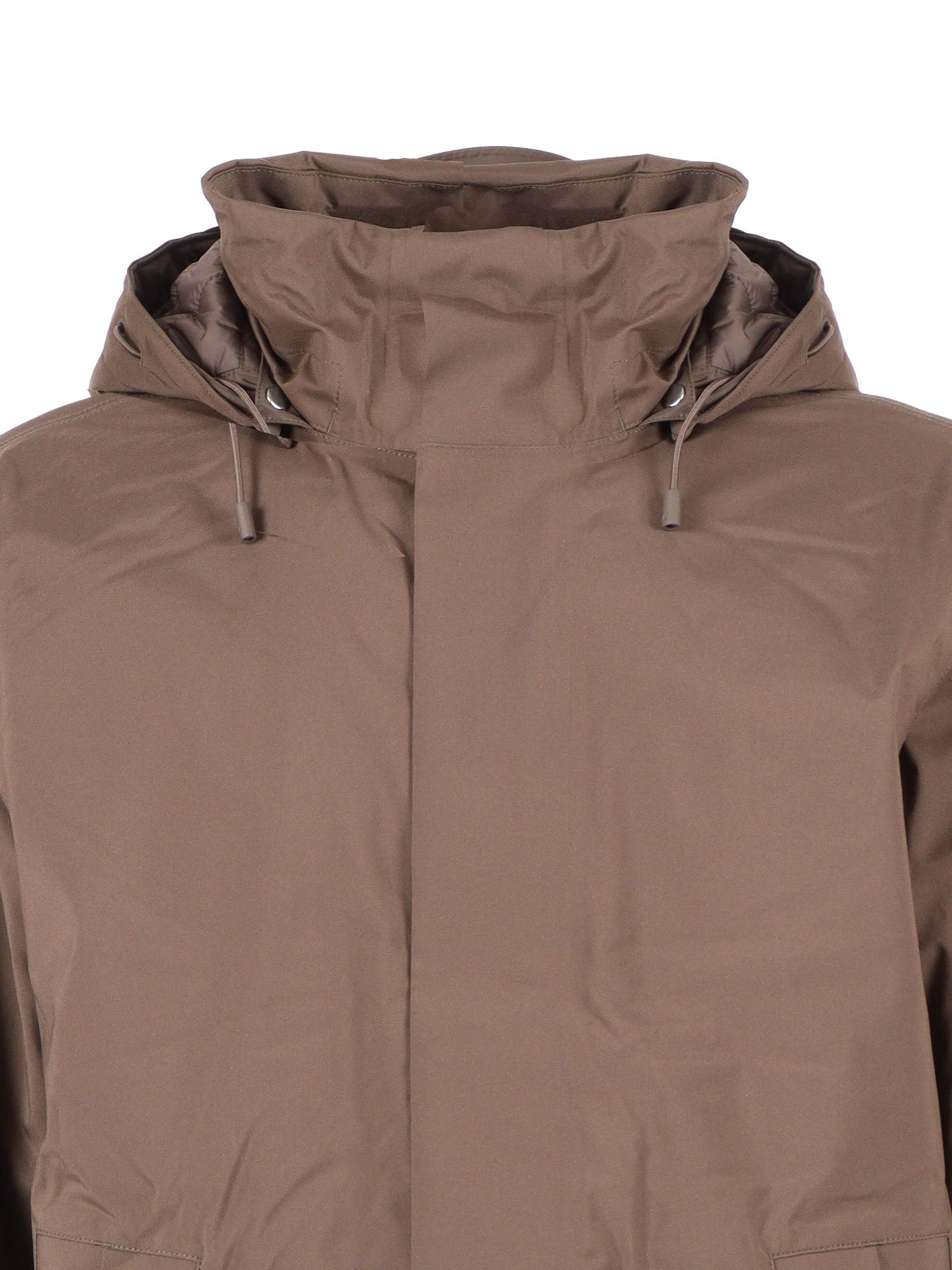 Thomal Bonded Padded Down Jacket Brown Long Puffer