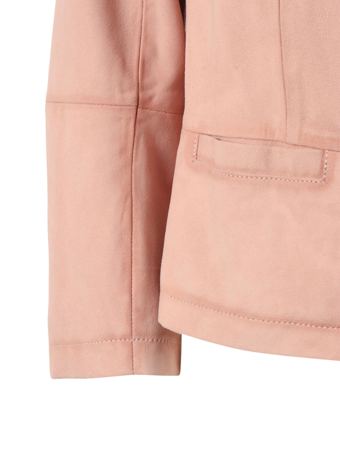 Woman Goat Suede Leather Jacket Pink Goatskin