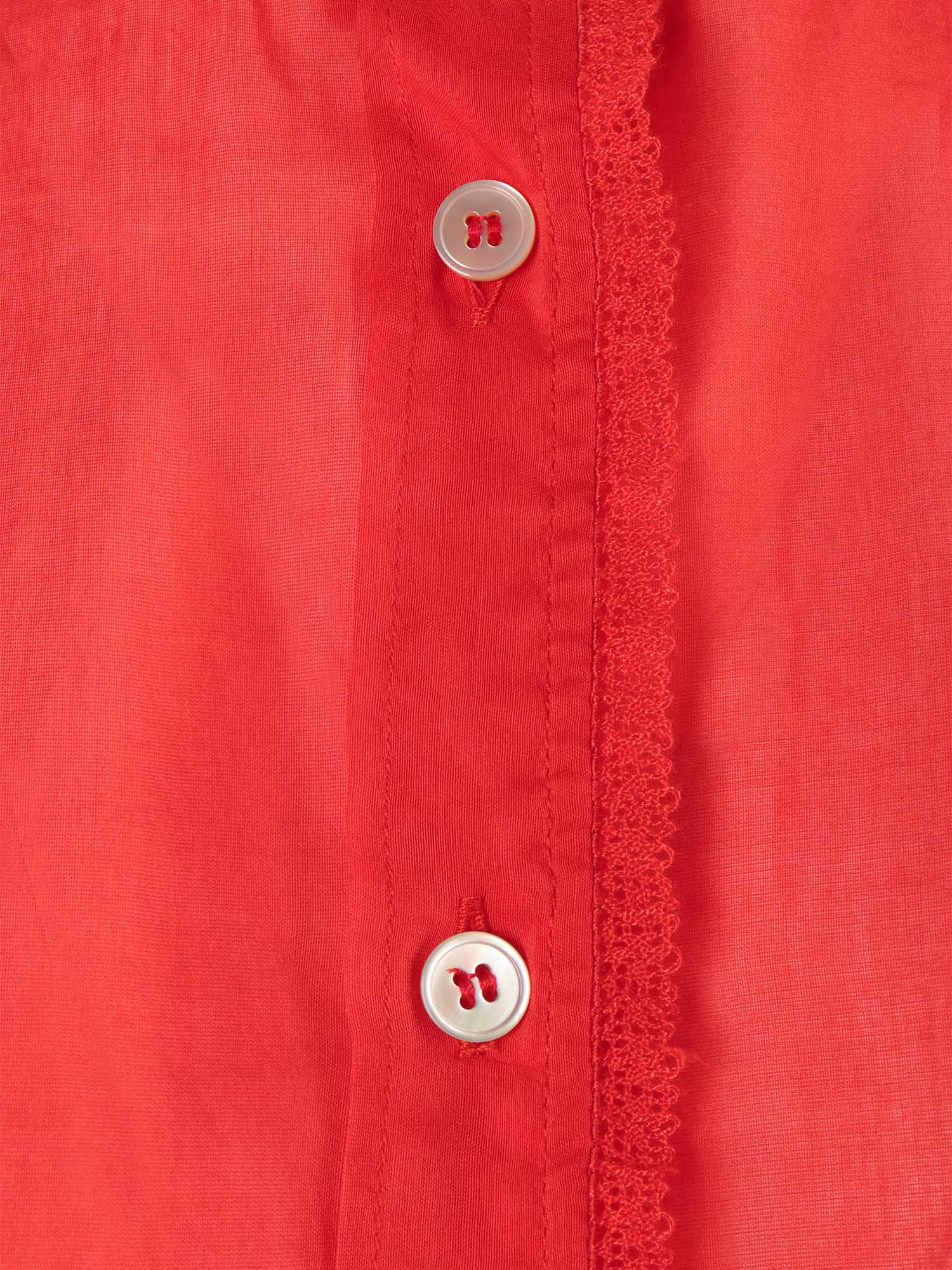 Henley Shirt Cotton-Silk Voile With Lace Details Red