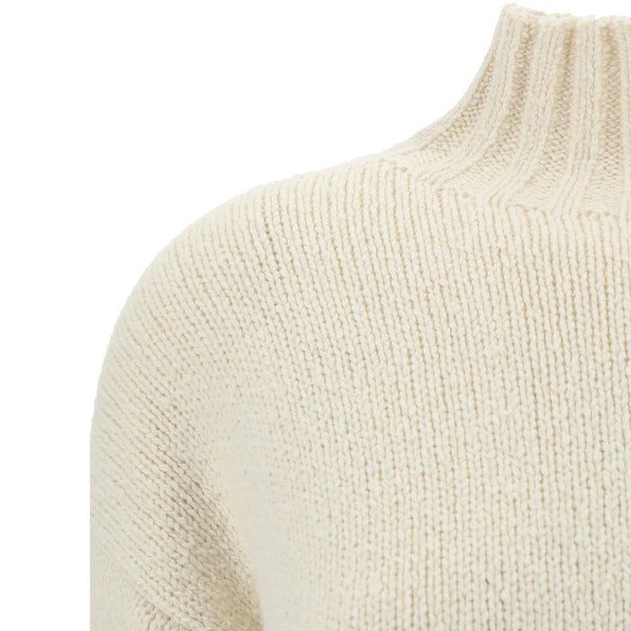 Jil Sander Wool And Silk Sweater White