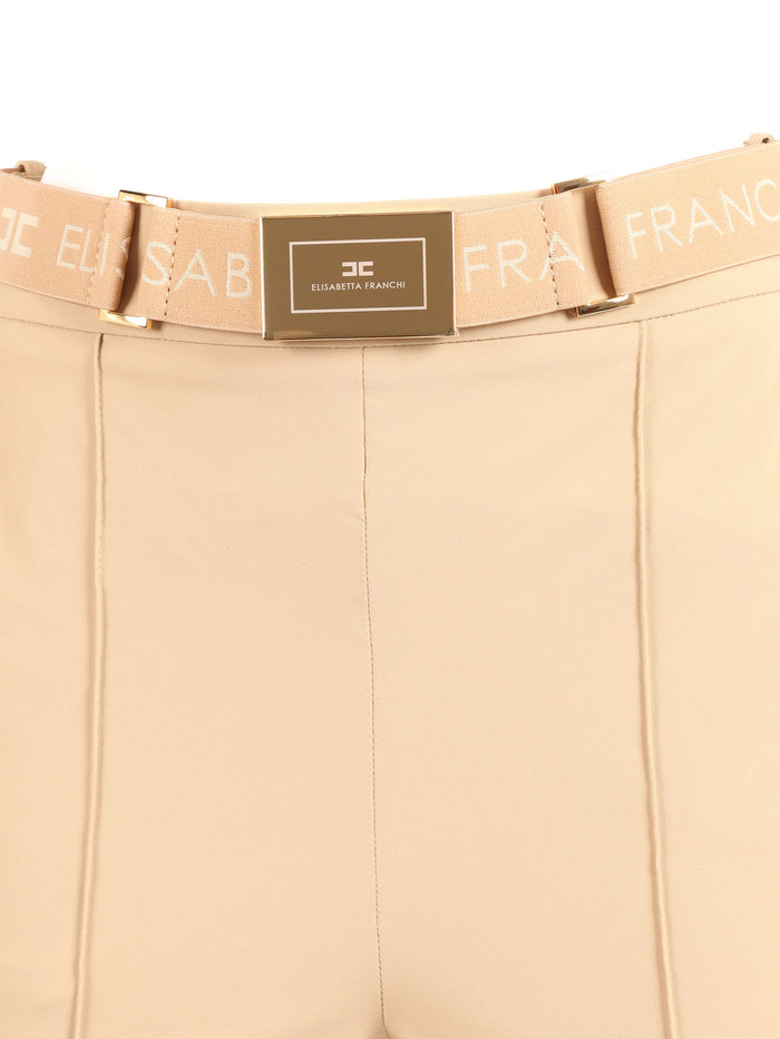 TROUSERS WITH BELT Beige Polyamide Elastane Pant