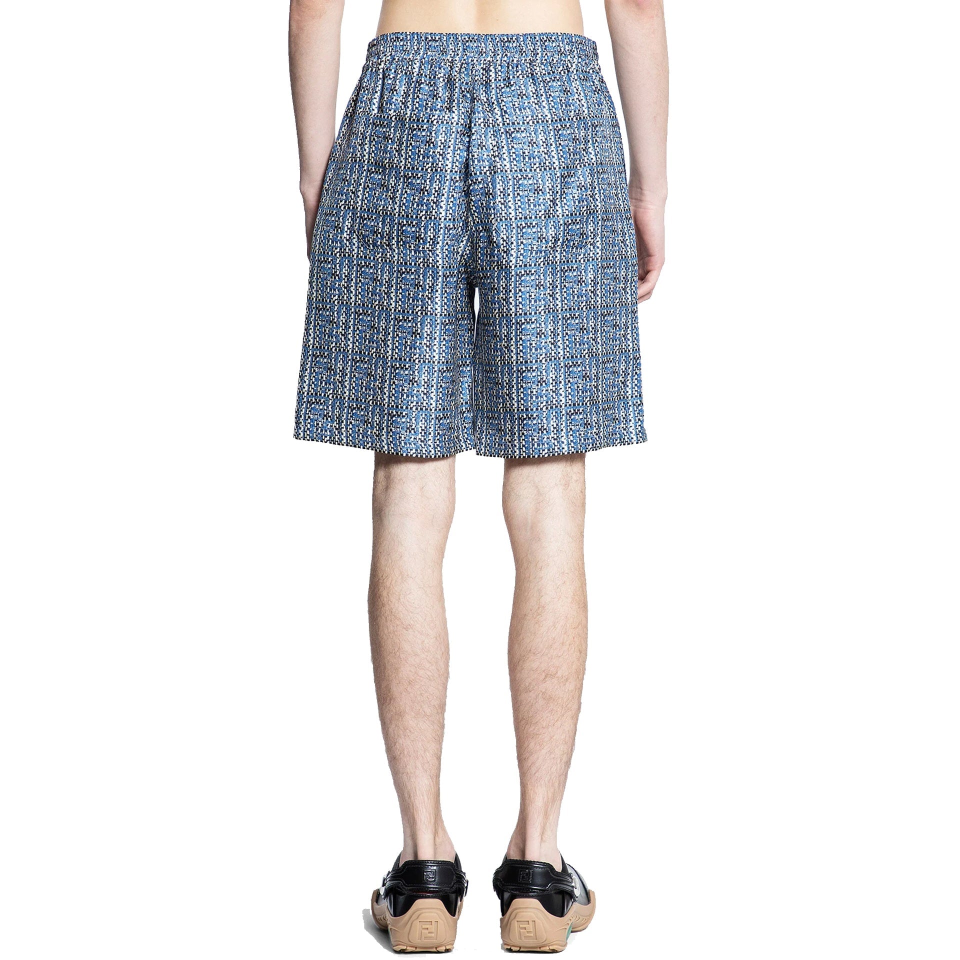 Printed Silk Shorts Blue
