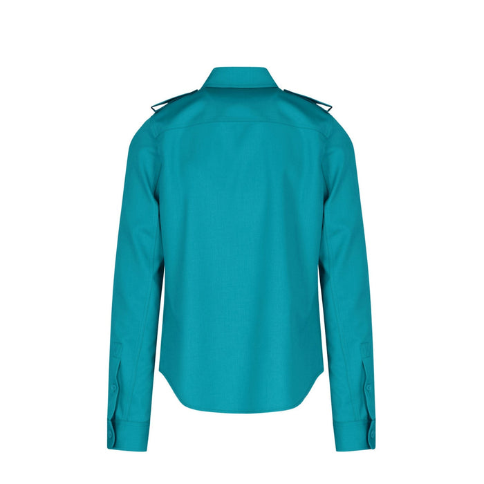Grain De Poudre Wool Shirt Green Elastane