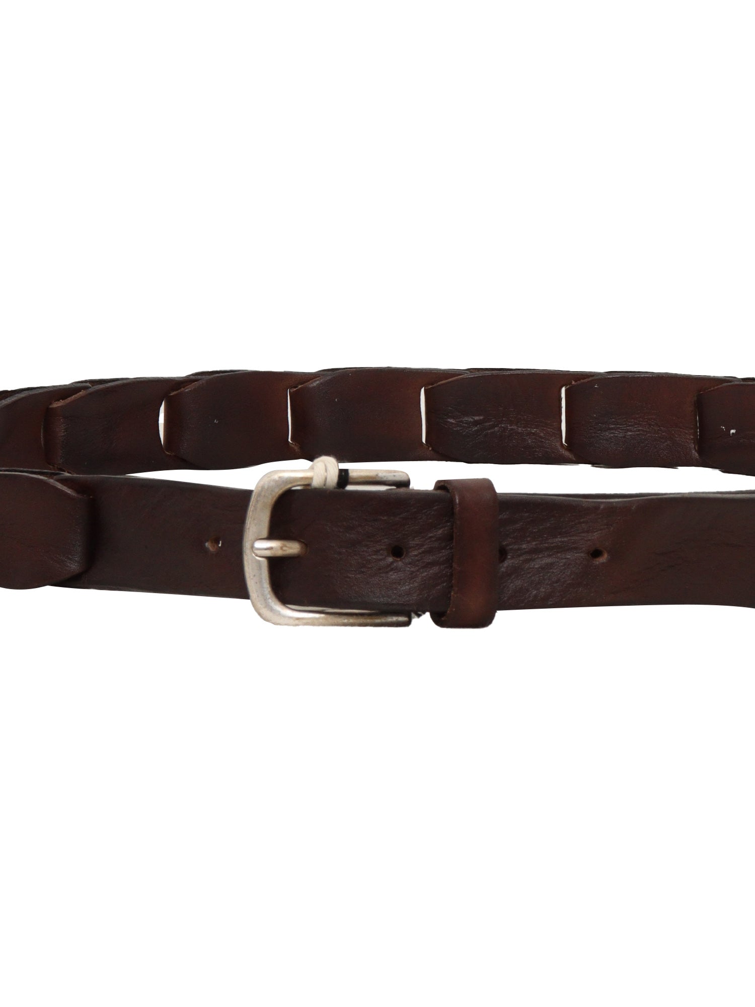 Calfskin Belt Dark Brown With Silver Colored Buckle Leather