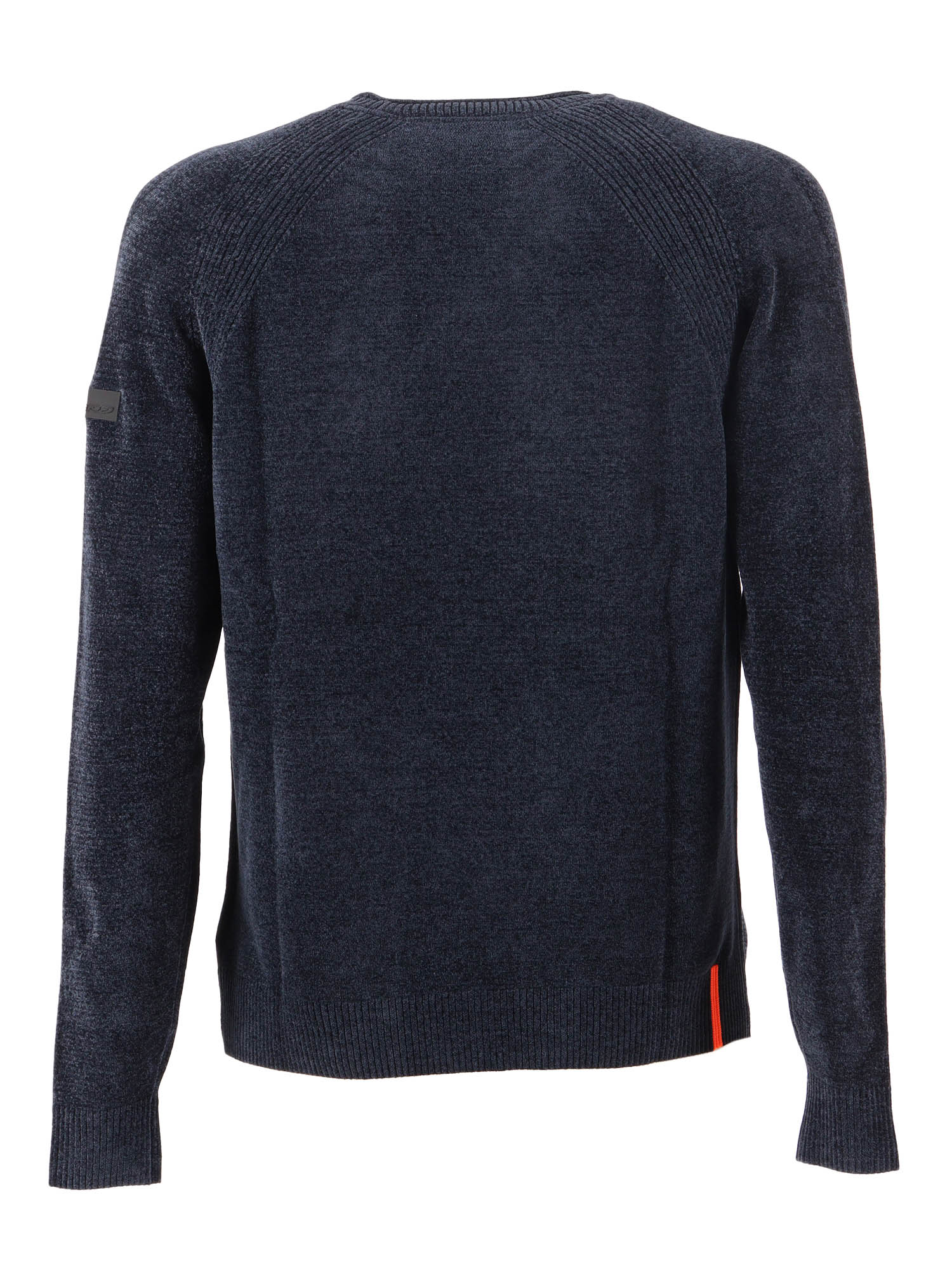 Velvet Round Knit Blue Polyester Elastane Crewneck