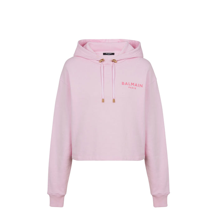 Flocked Paris Sweatshirt Pink Cotton