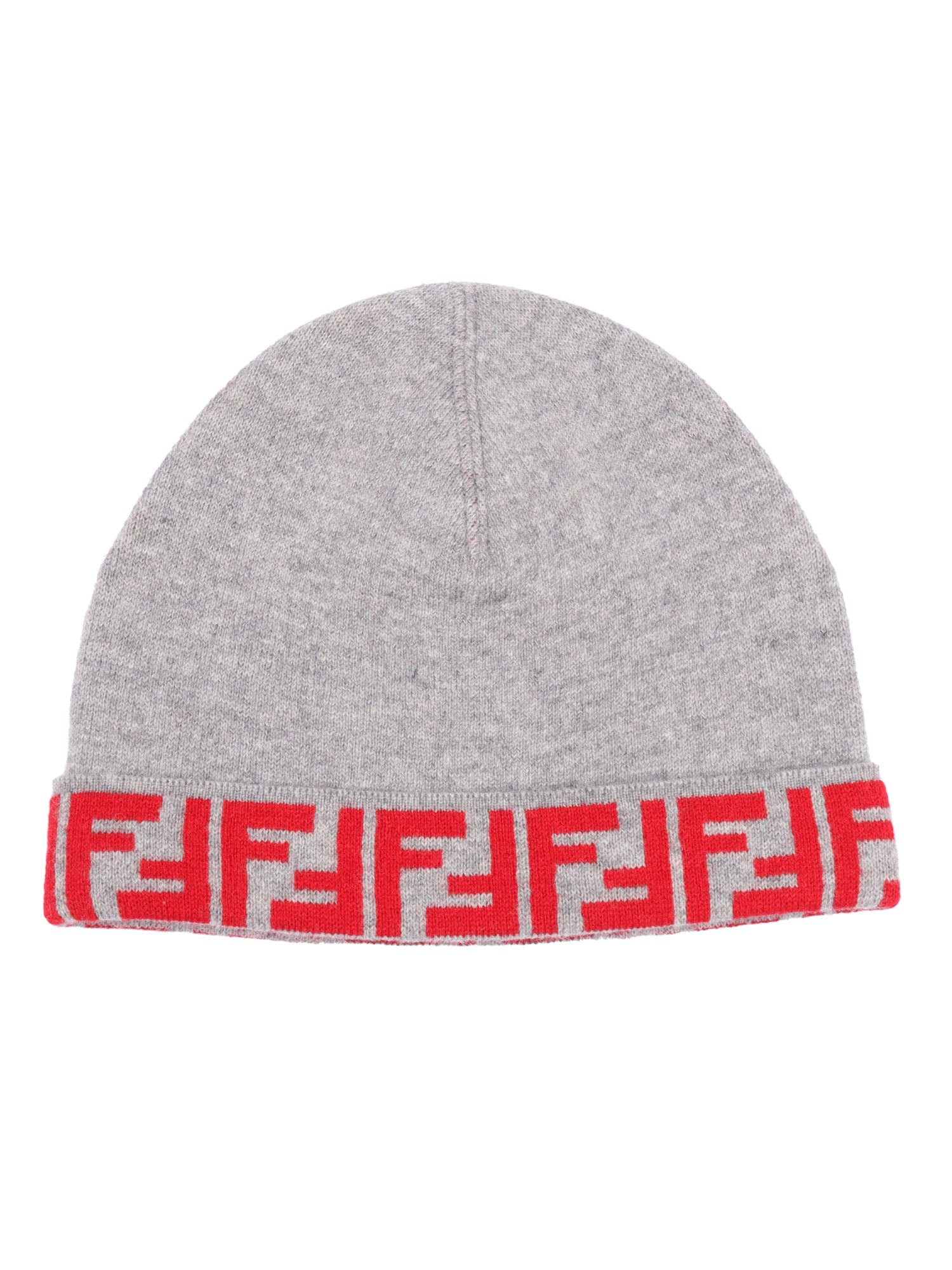 Reversible Beanie Grey Wool Cashmere Polyamide Hat
