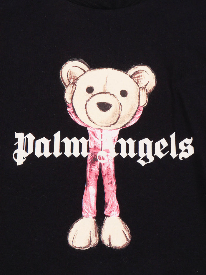 Pa Mascotte Bear Over Tee S-S Girl Black Cotton Short Sleeves T-shirt