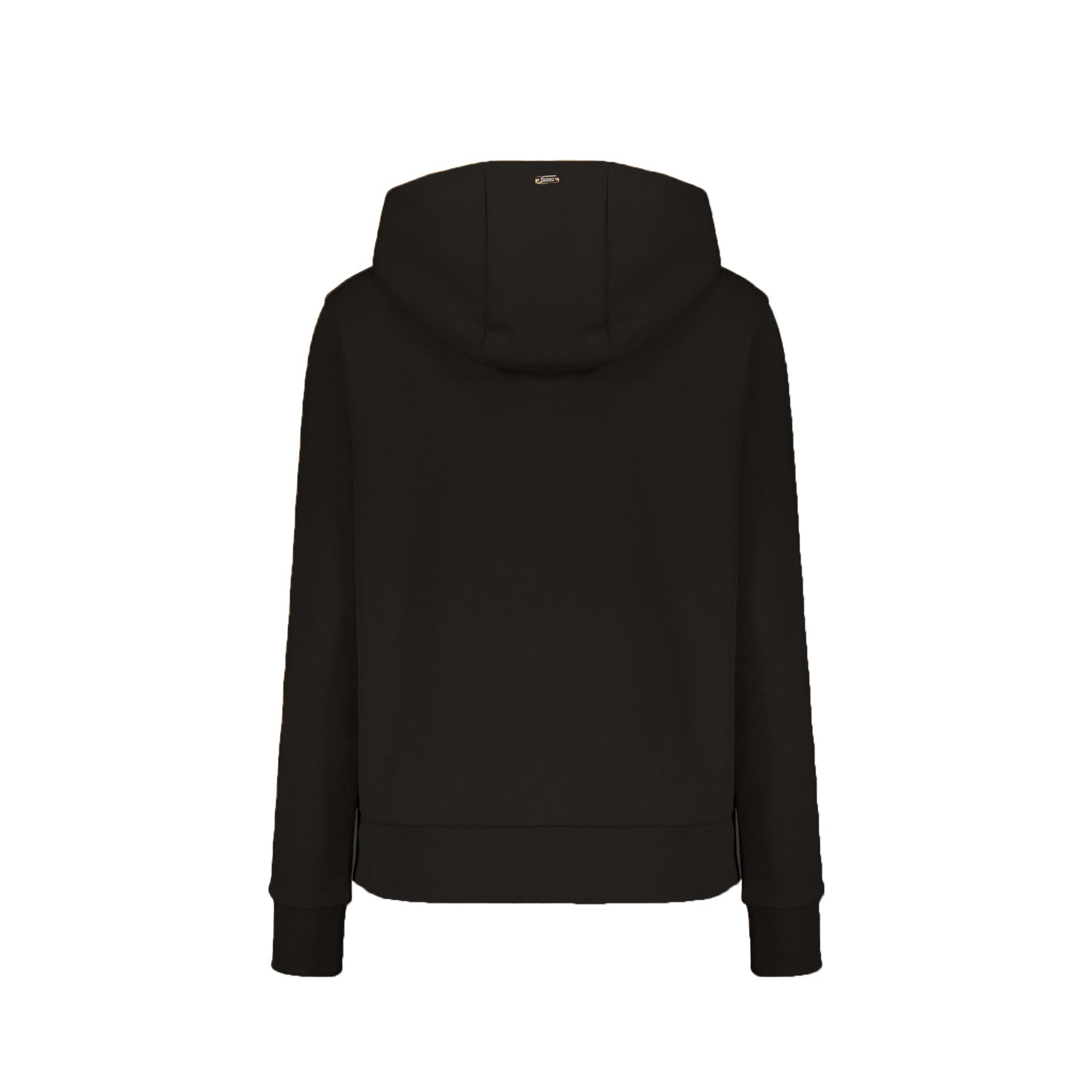 Herno Logo-Detail Hoodie Black Cotton Polyester
