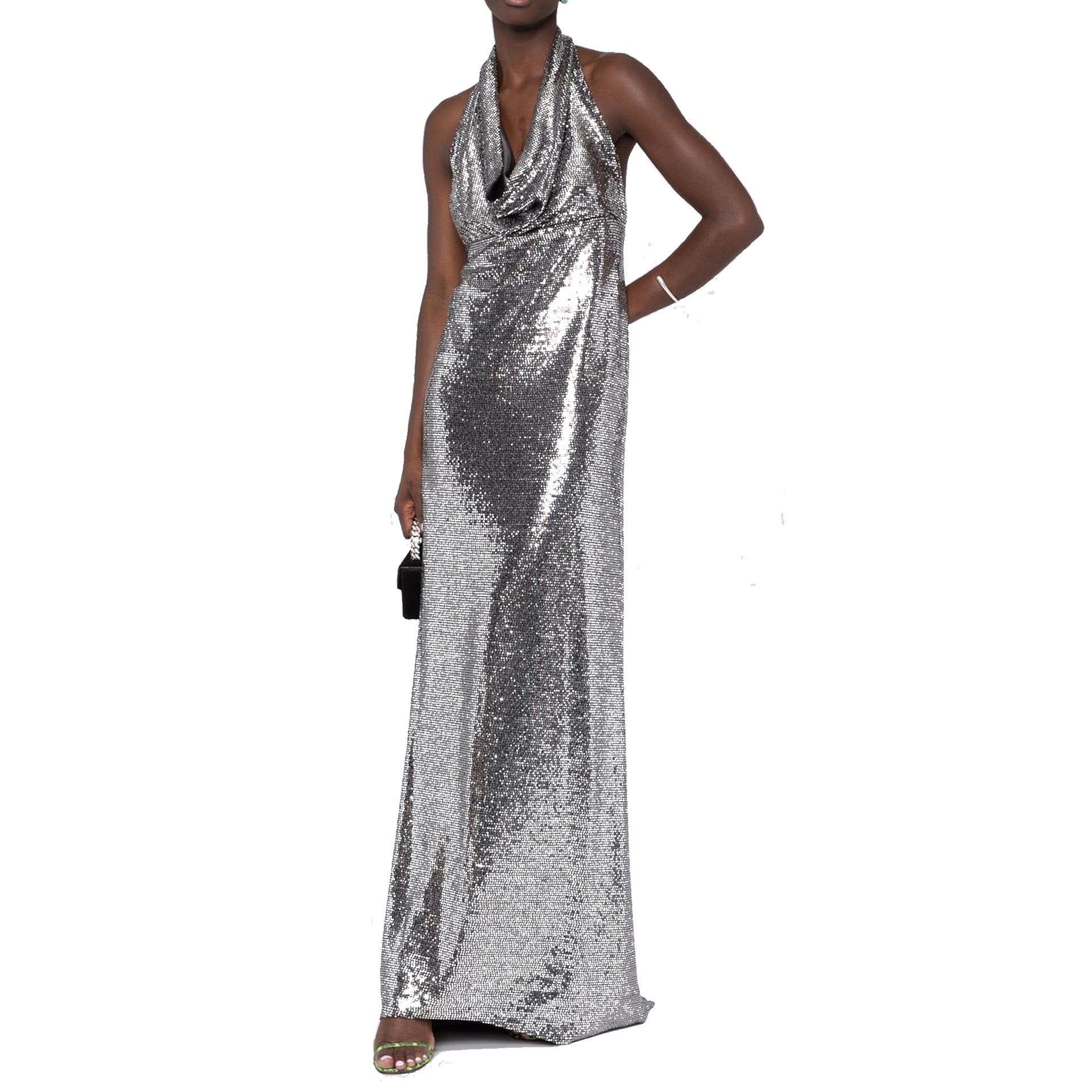 Blanca Vita Sequin-Embellished Long Dress Silver