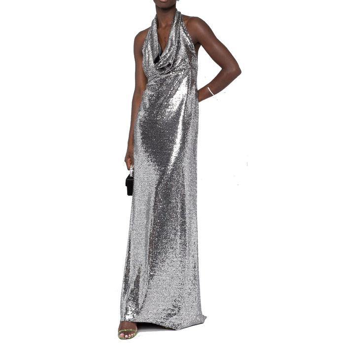 Blanca Vita Sequin-Embellished Long Dress Silver