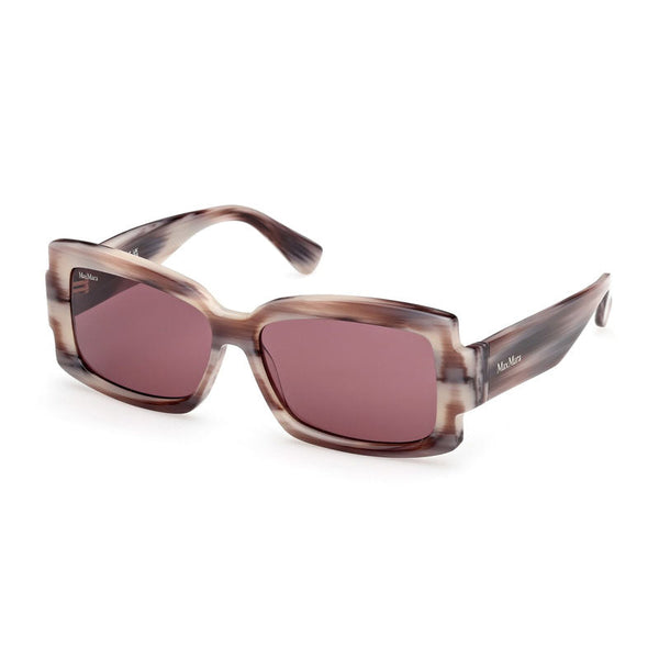 Max Mara Sunglasses Rectangle Full Rim, Colored Horn Frame And Violet Lens Mm014065y One Color