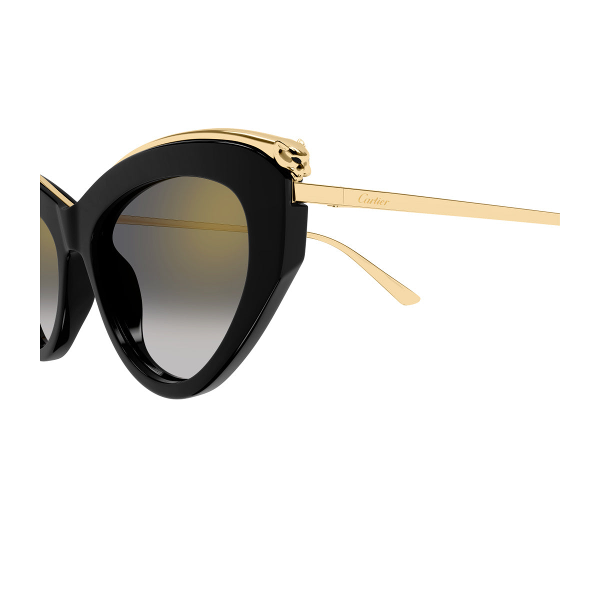 Cartier CT0596S Panthere de 001 Black Gold Grey Nero Recycled Acetate/metal Occhiali Da Sole