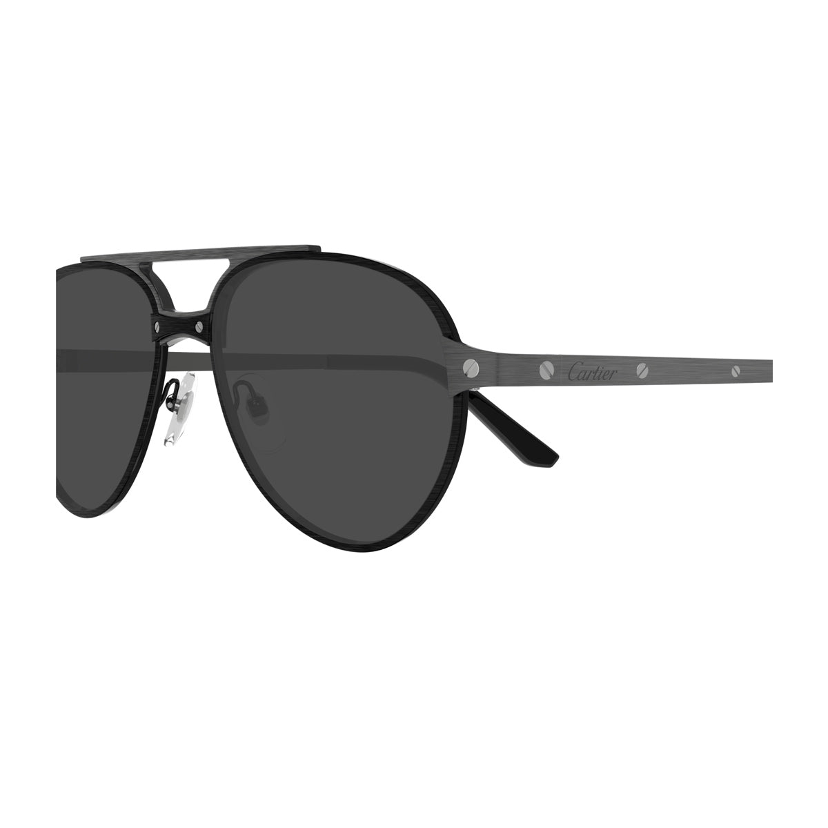 CT0476S Santos de Cartier 005 Black Ruthenium Smoke Grigio Metal Occhiali Da Sole