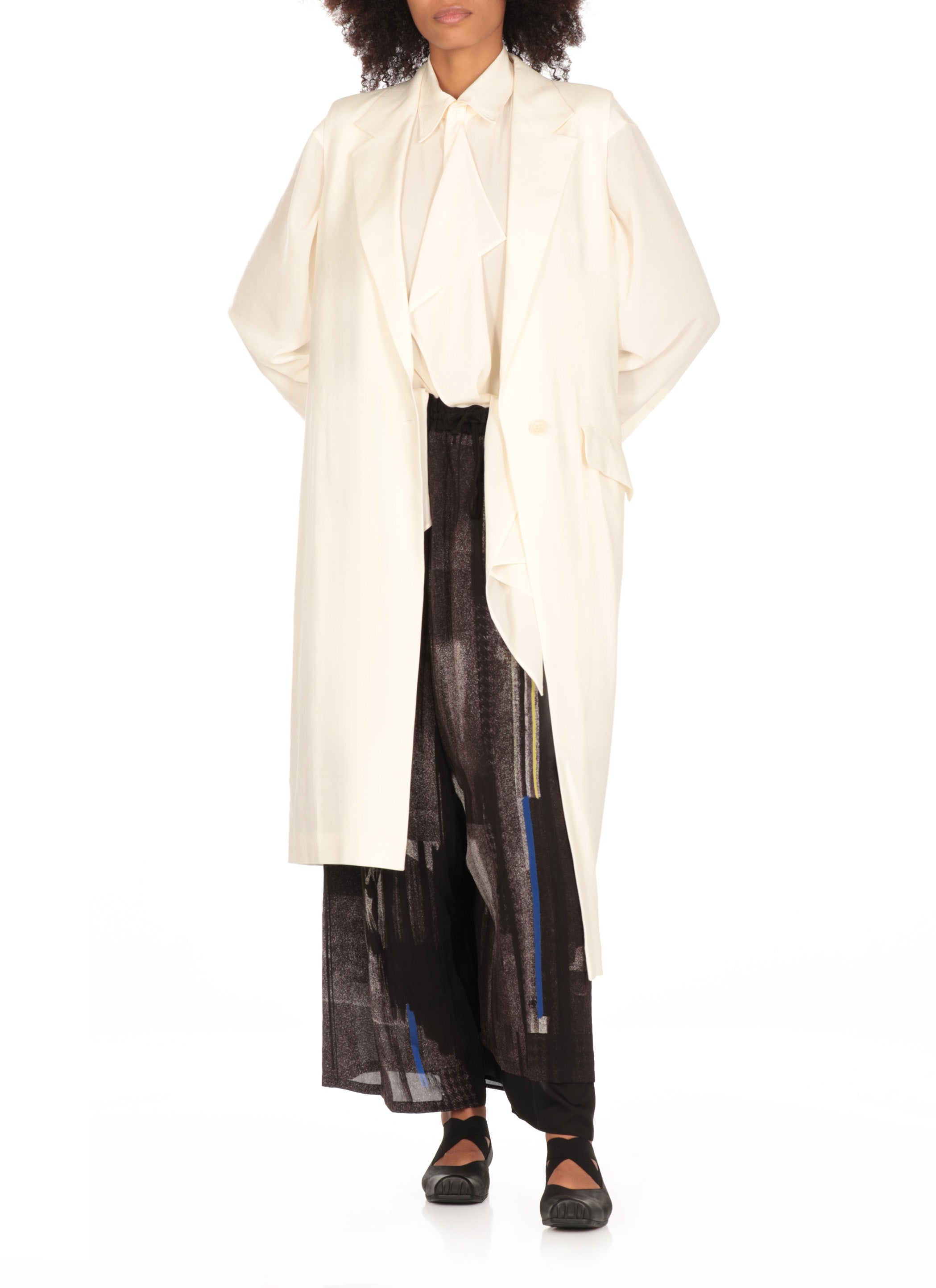 Ys Shirts White Triacetate Polyester