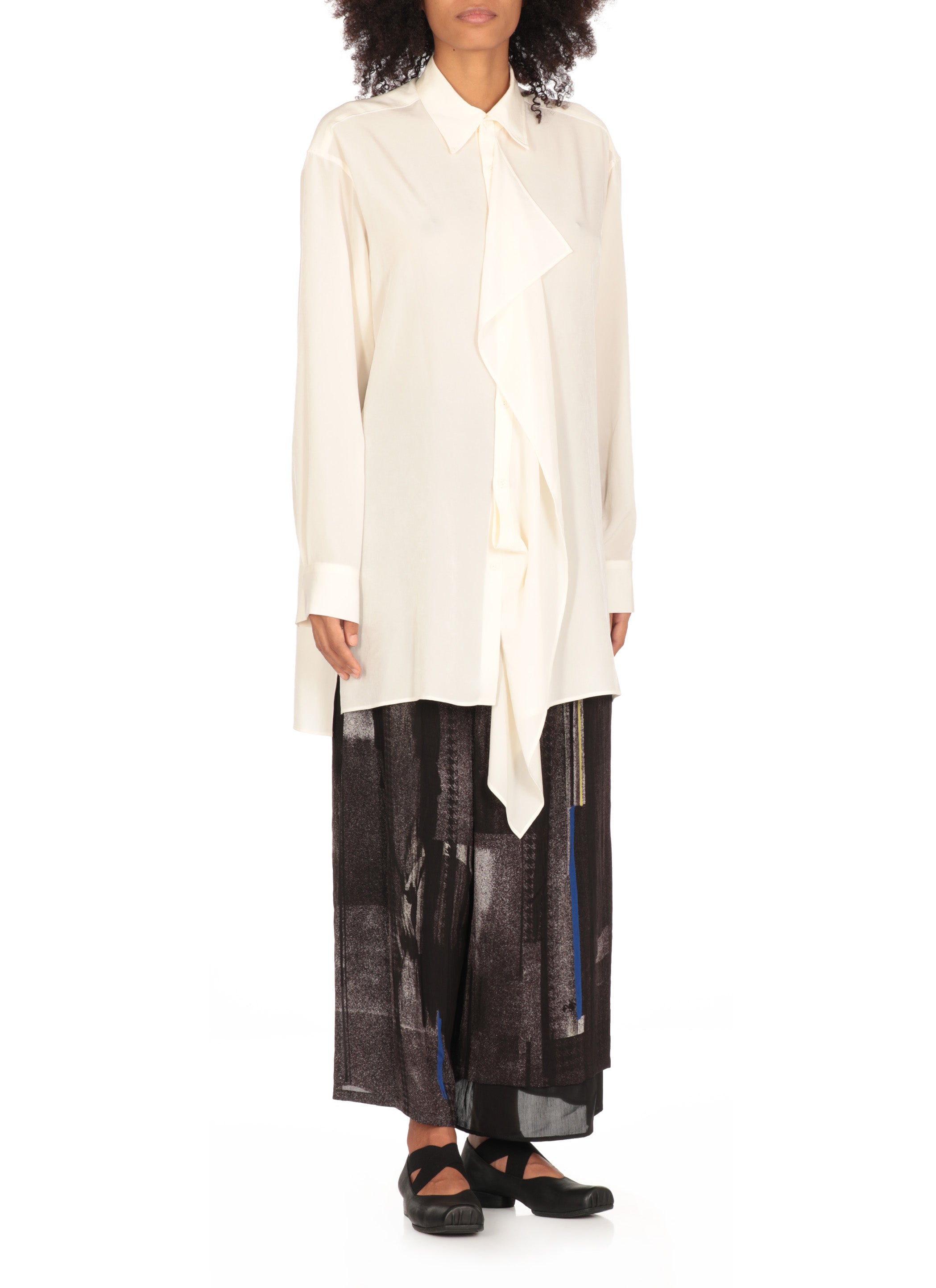 Ys Shirts White Triacetate Polyester