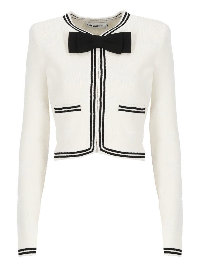 Self Portrait Sweaters Ivory Cotton Polyester Polyamide