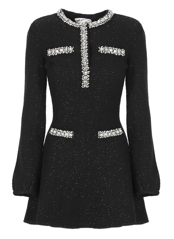 Self Portrait Dresses Black Cotton Polyester Wool