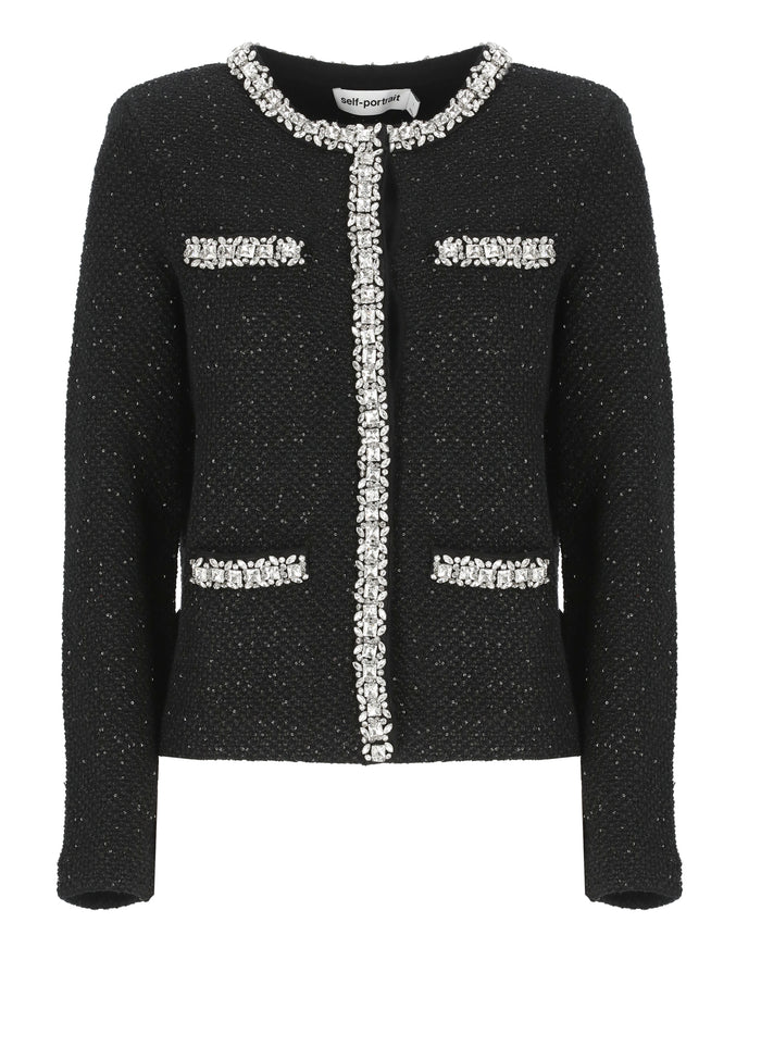 Self Portrait Sweaters Black Cotton Polyester Wool