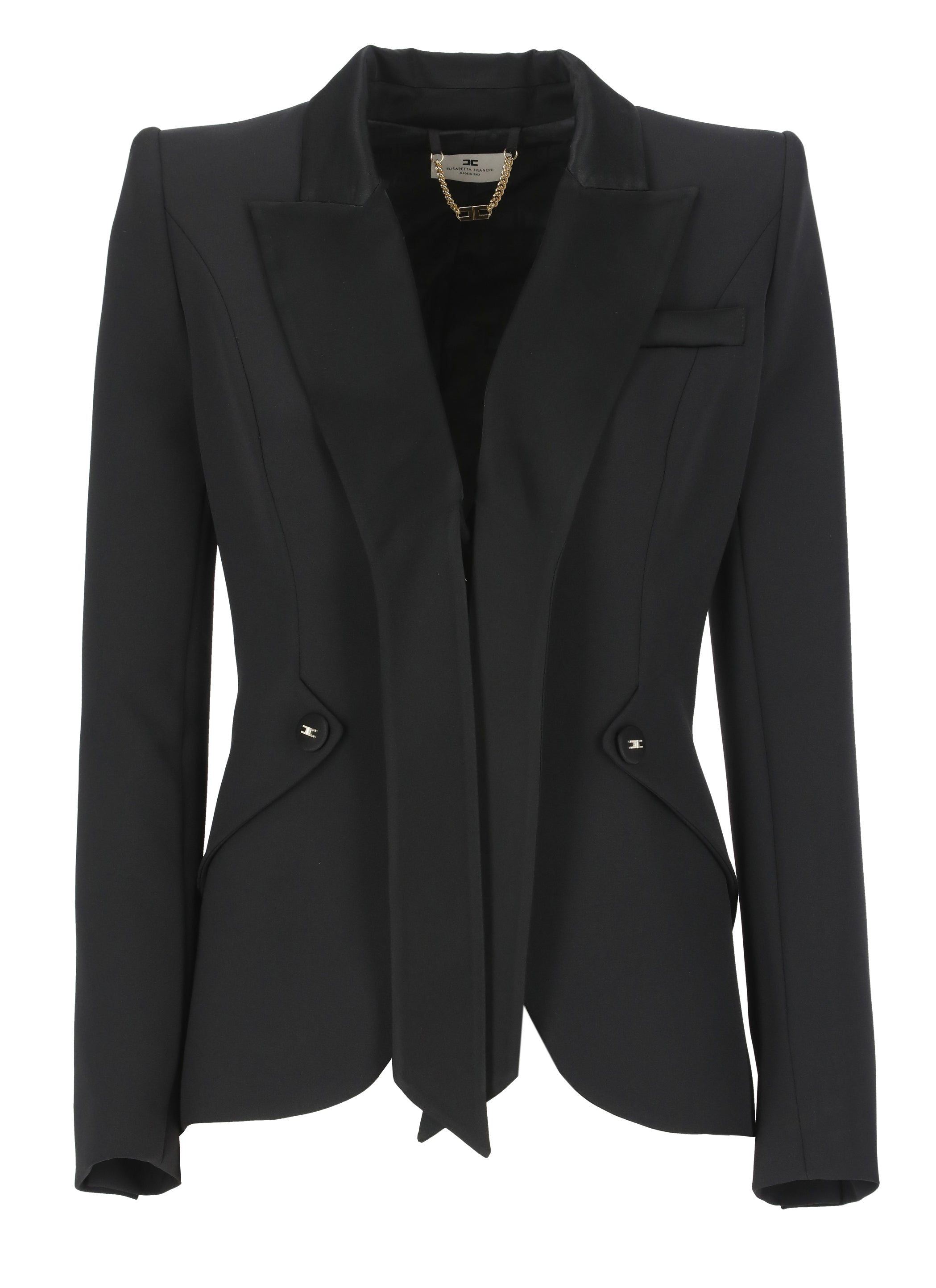 Elisabetta Franchi Jackets Black Polyester Elastane