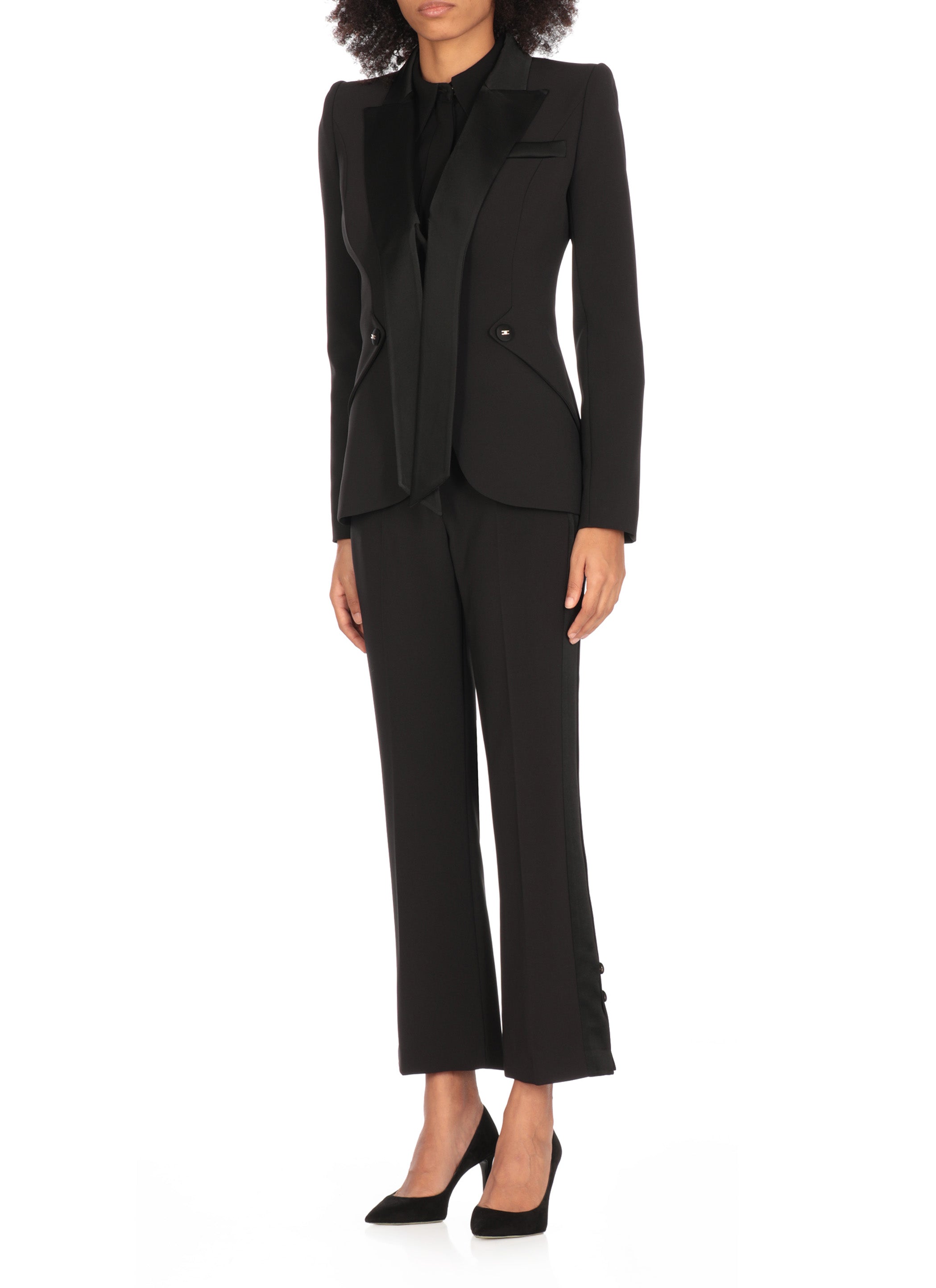 Elisabetta Franchi Jackets Black Polyester Elastane