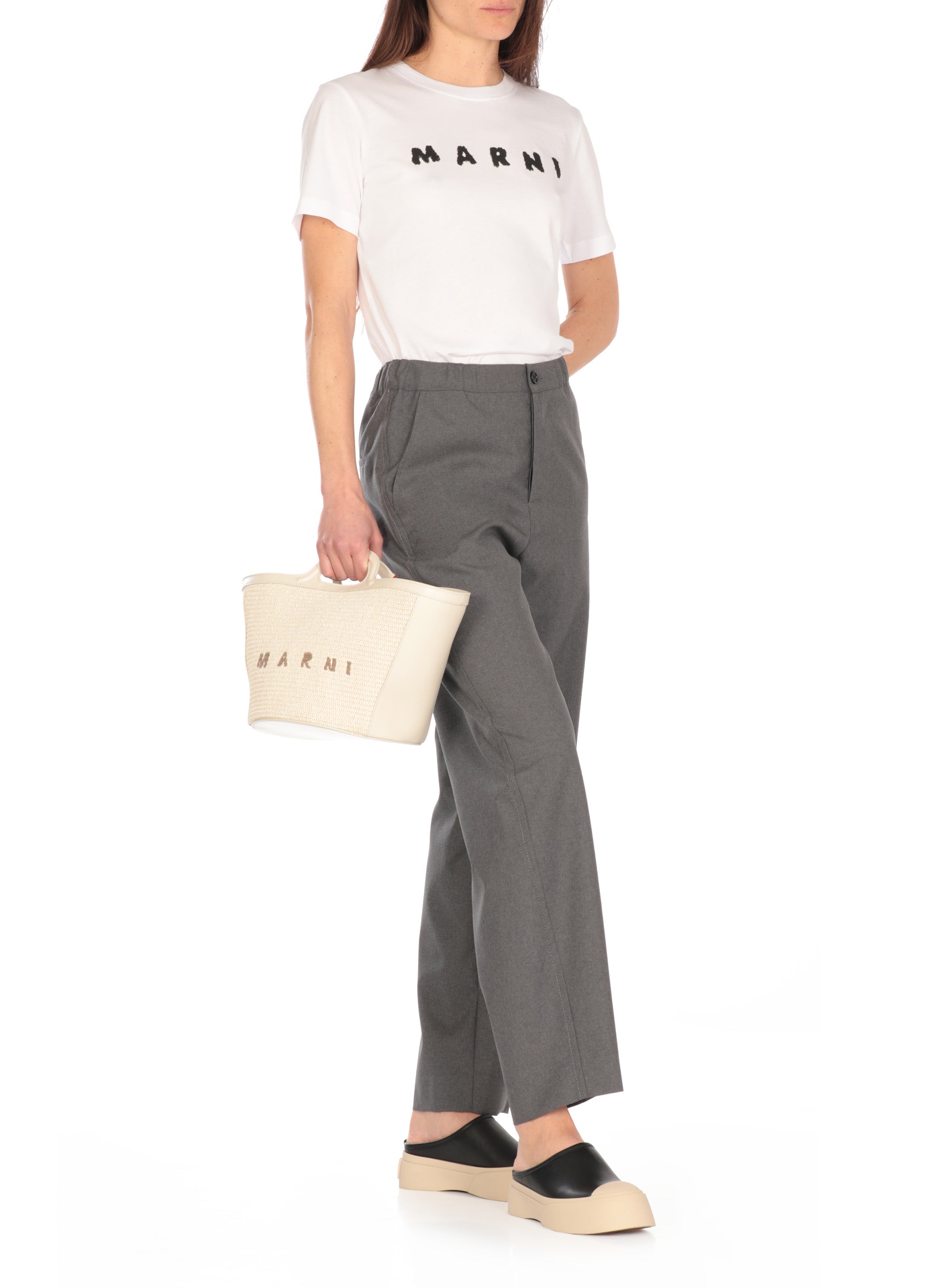 Marni Trousers Grey Virgin Wool Lining: Viscose
