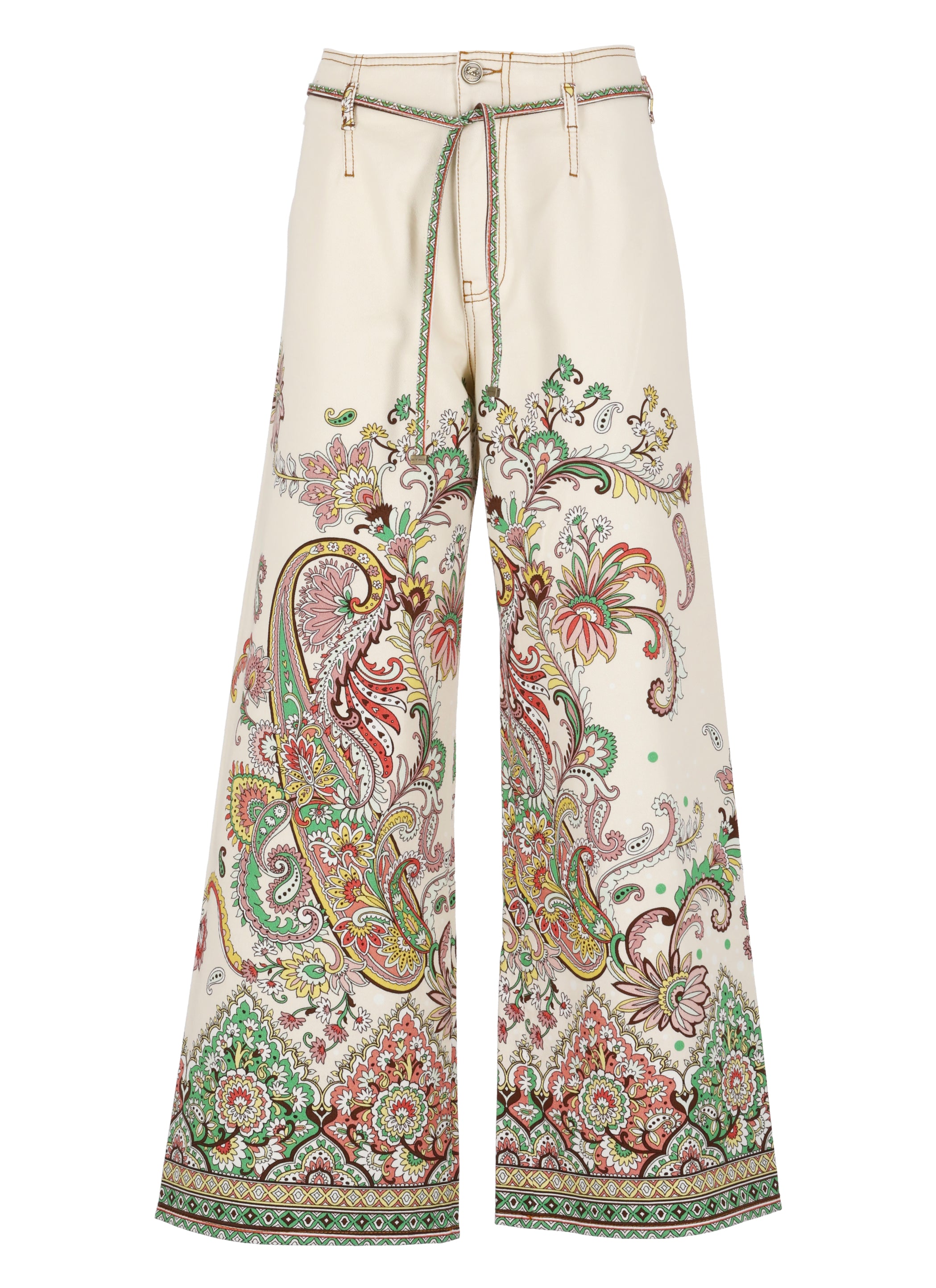 Etro Trousers Ivory Cotton Elastane