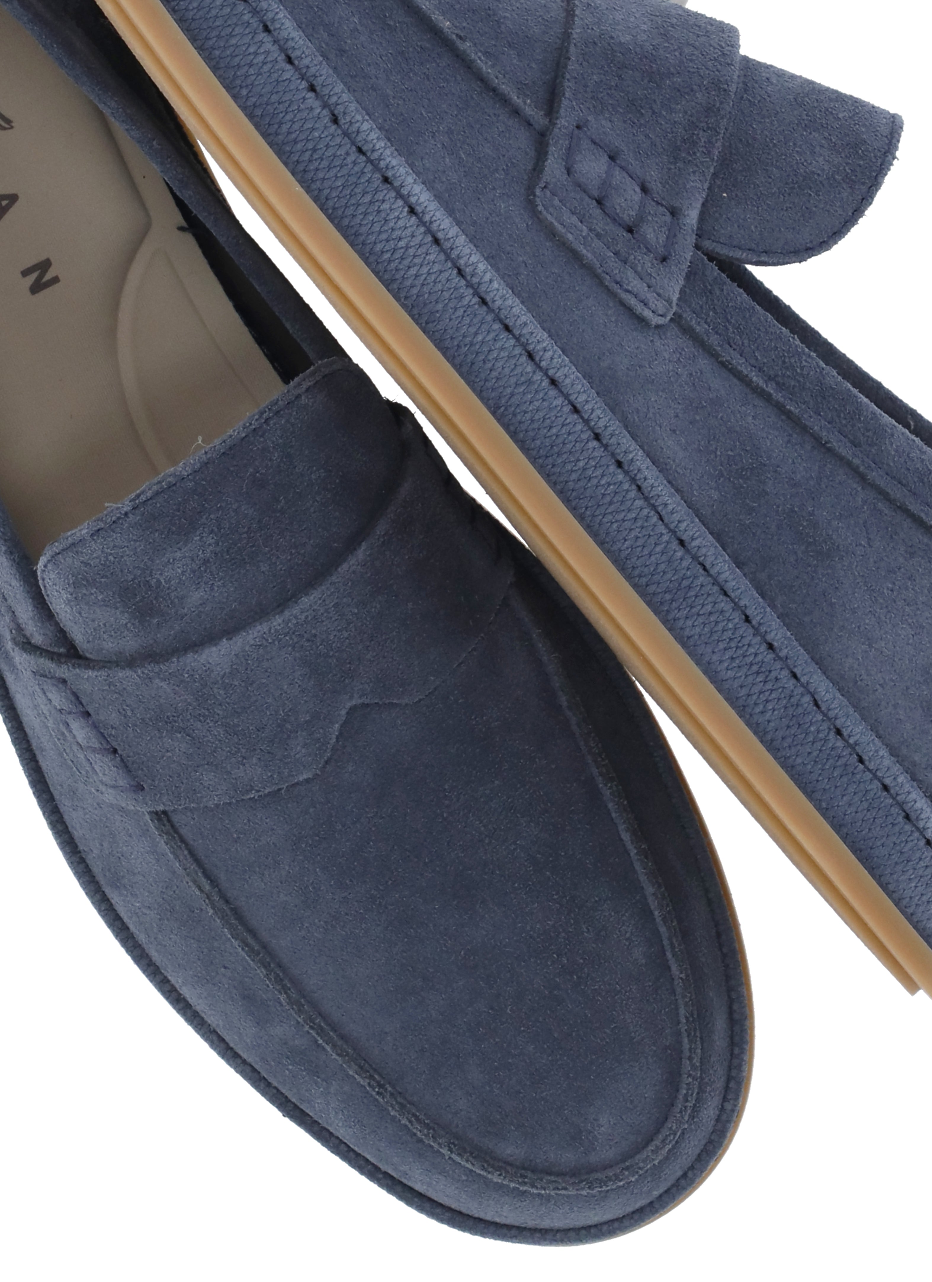 Hogan Flat Shoes Blue Cow Leather Sole: Rubber