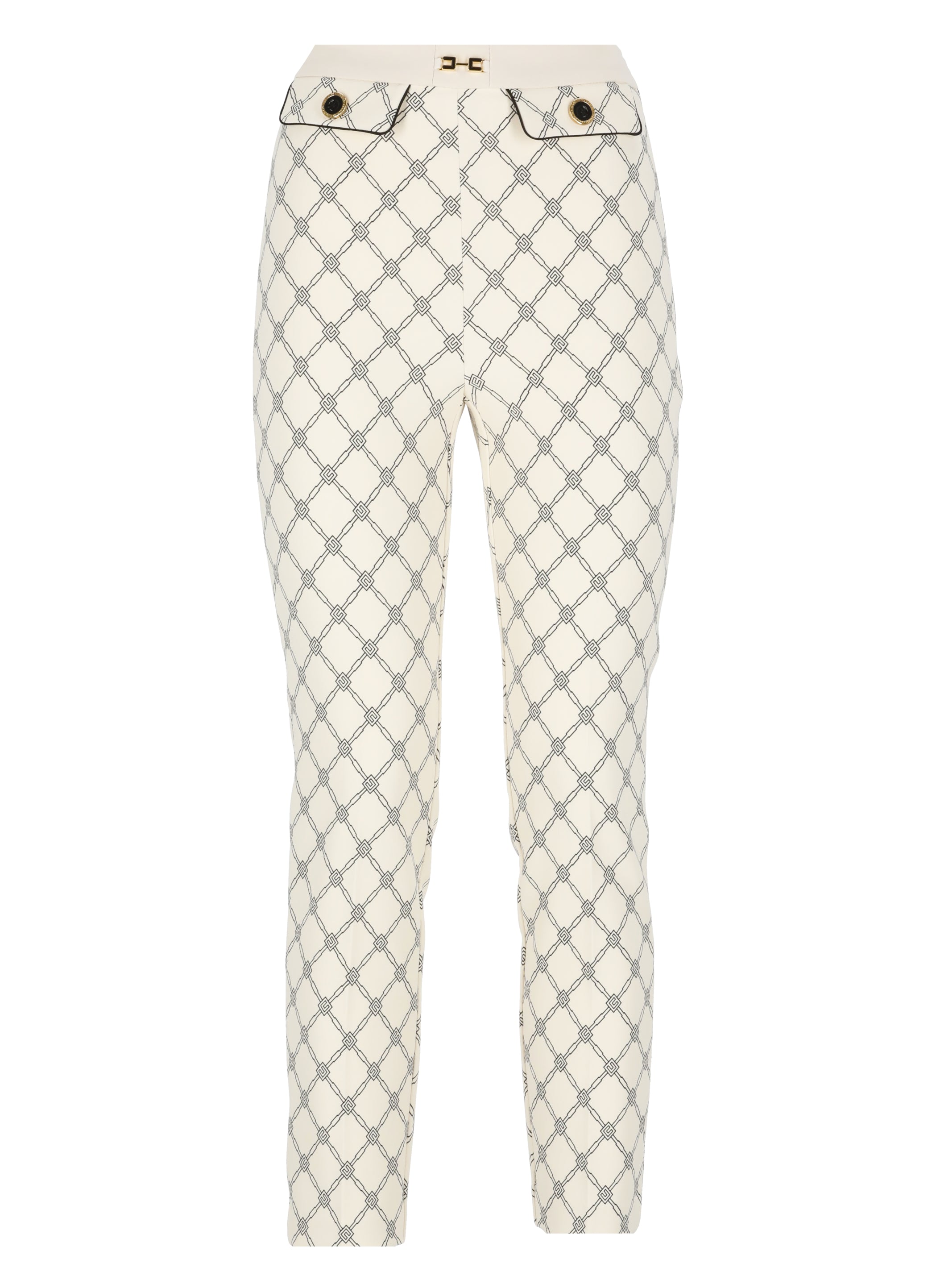 Elisabetta Franchi Trousers Ivory Polyester Elastane