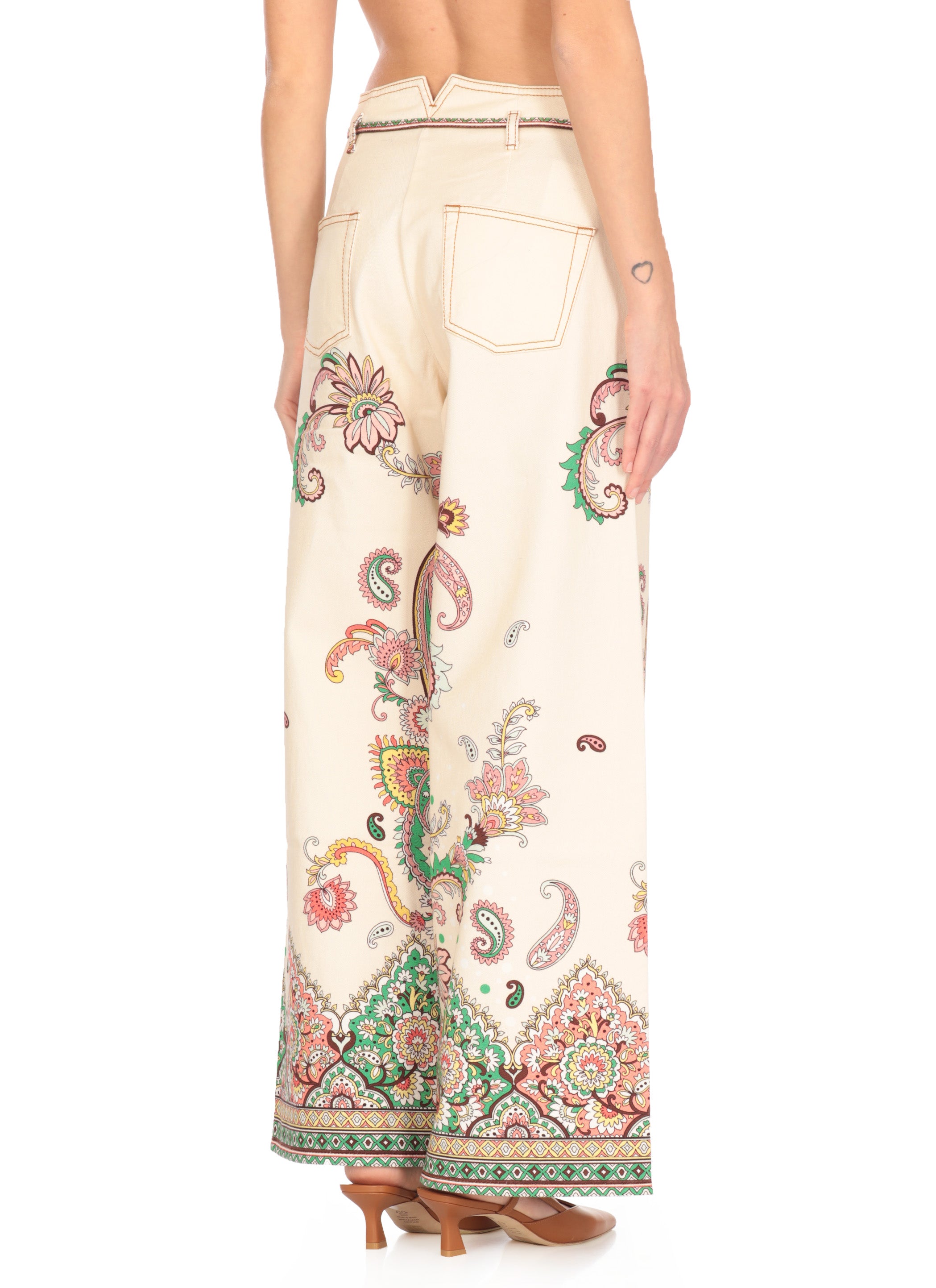 Etro Trousers Ivory Cotton Elastane