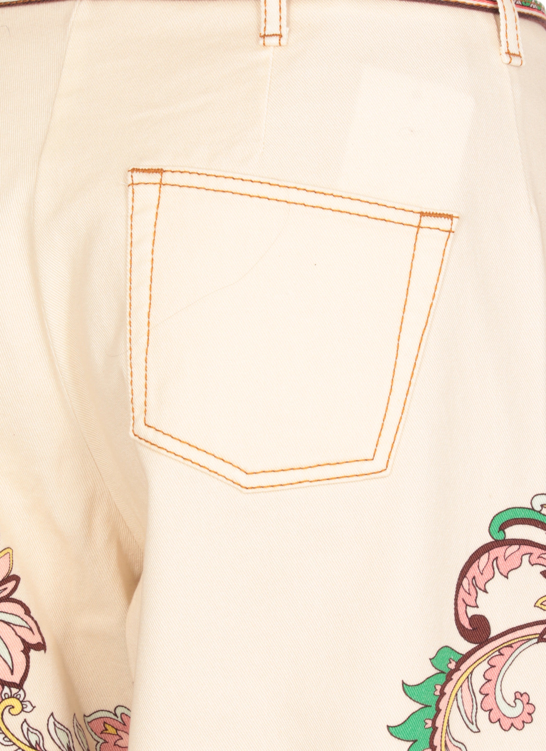 Etro Trousers Ivory Cotton Elastane