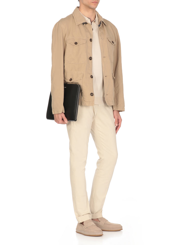 Fay Coats Beige Cotton Linen