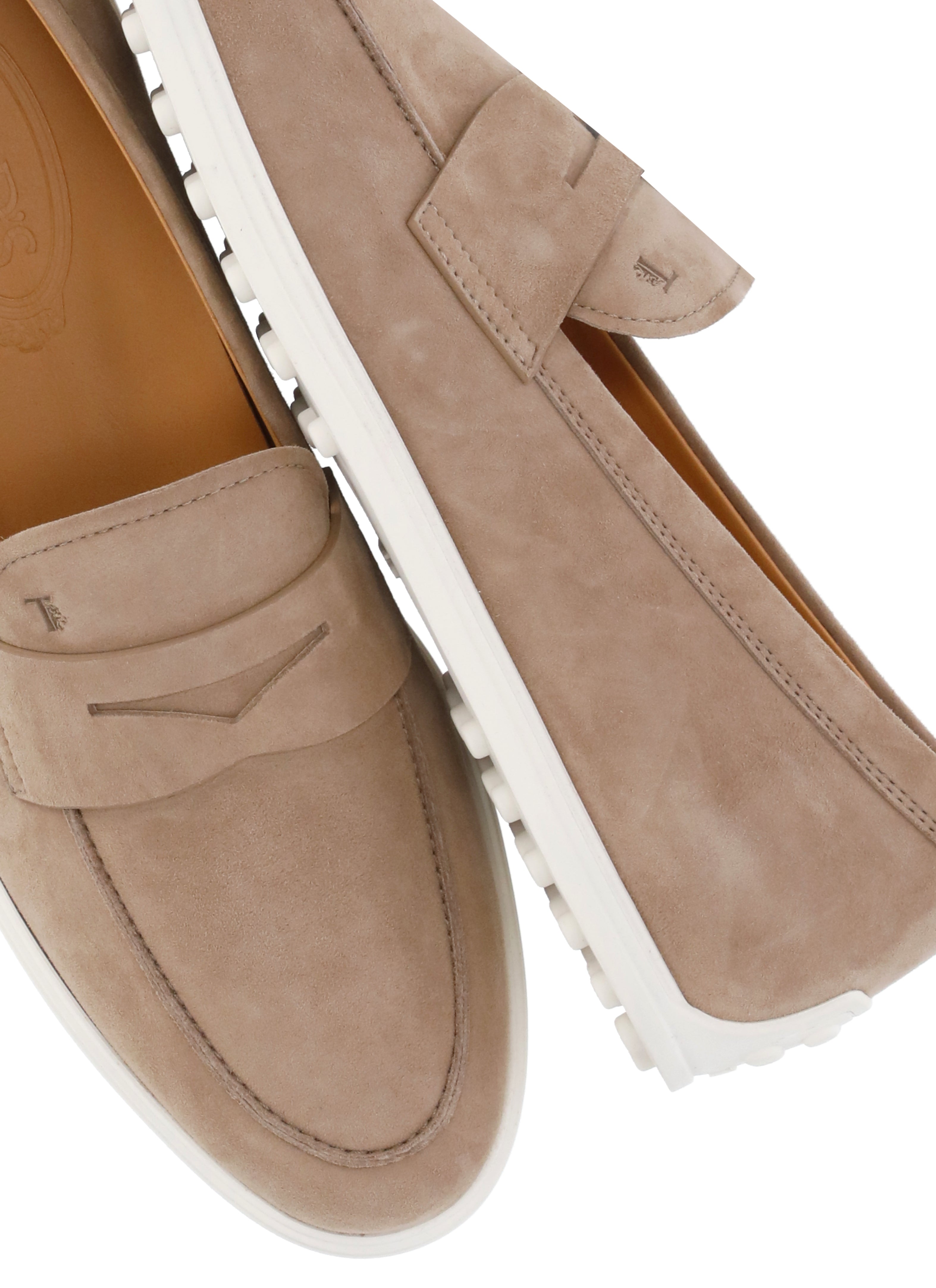Tods Flat Shoes Beige Cowhide Sole: Rubber