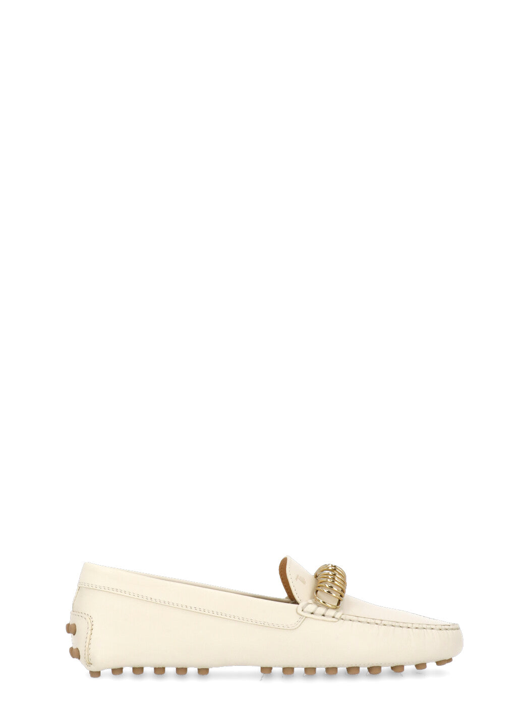 Tods Flat Shoes Ivory Cowhide Sole: Rubber