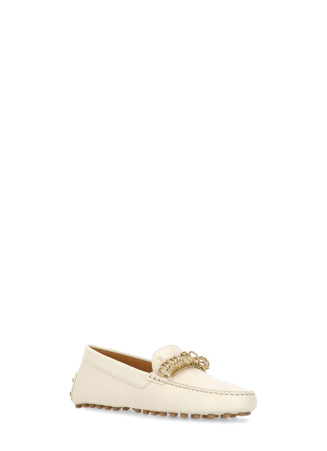 Tods Flat Shoes Ivory Cowhide Sole: Rubber