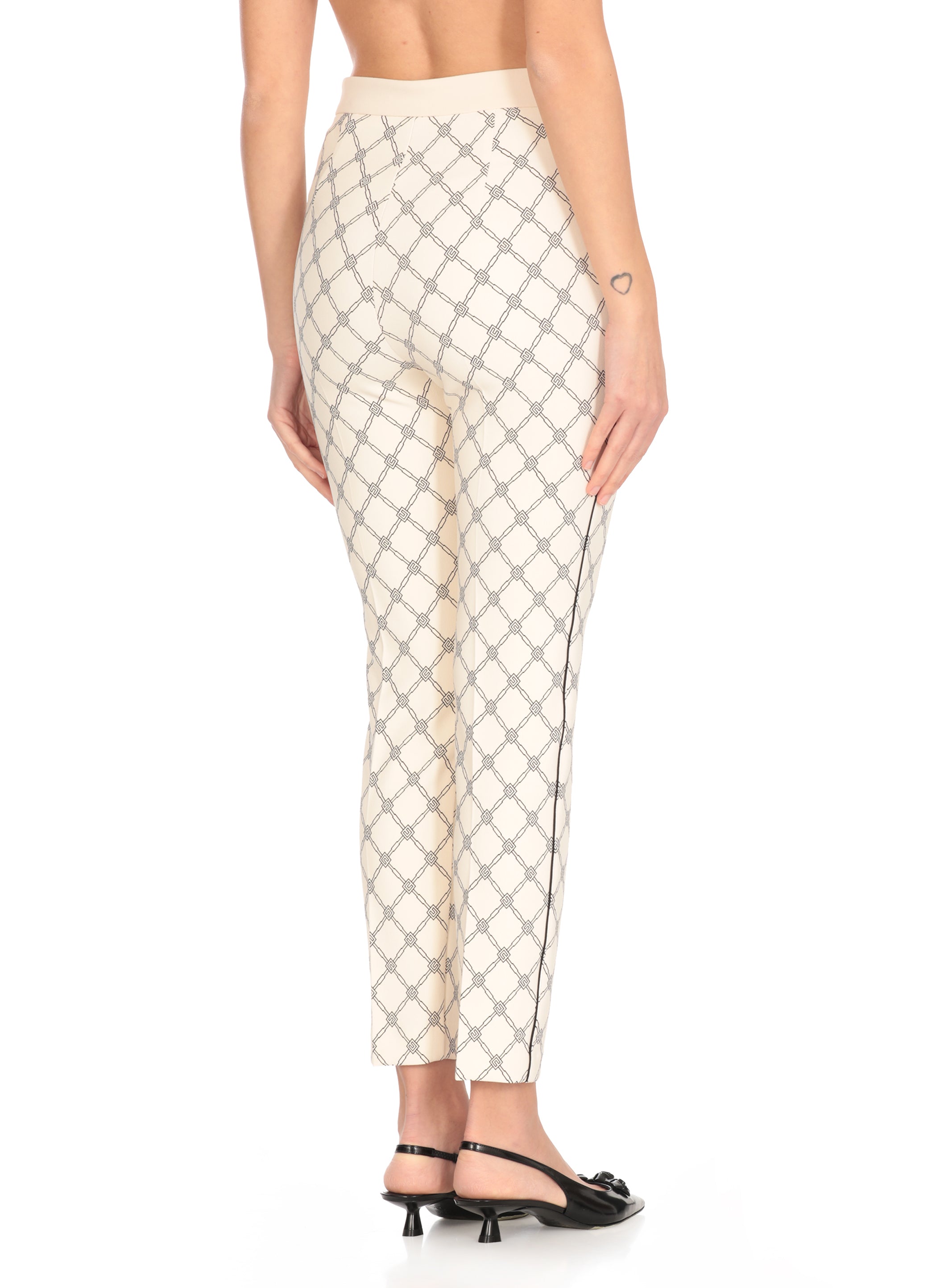 Elisabetta Franchi Trousers Ivory Polyester Elastane