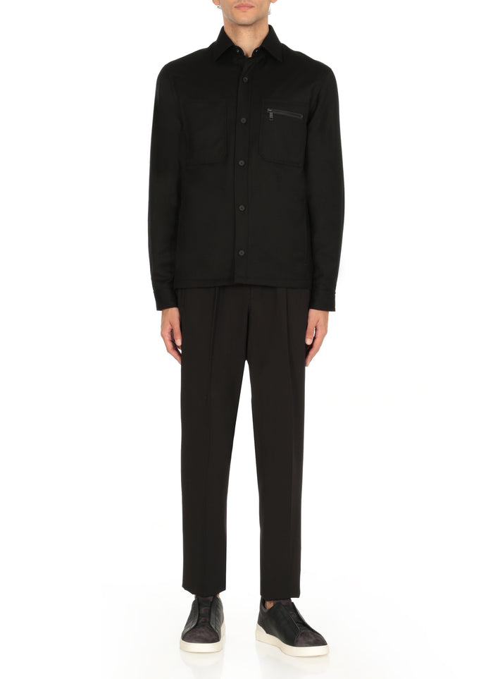 Zegna Sneakers Black Calf Leather Sole: Rubber