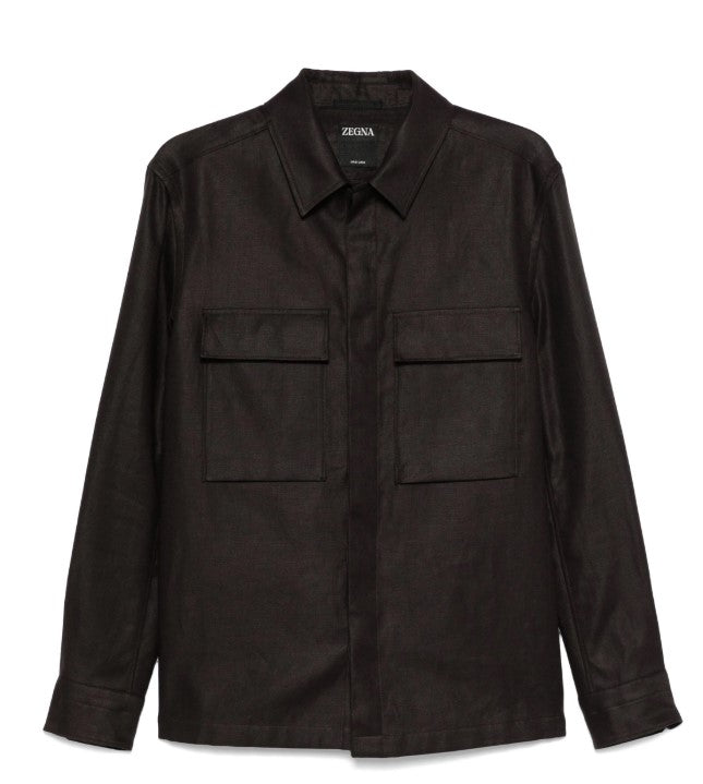 Zegna Shirts Blue Linen