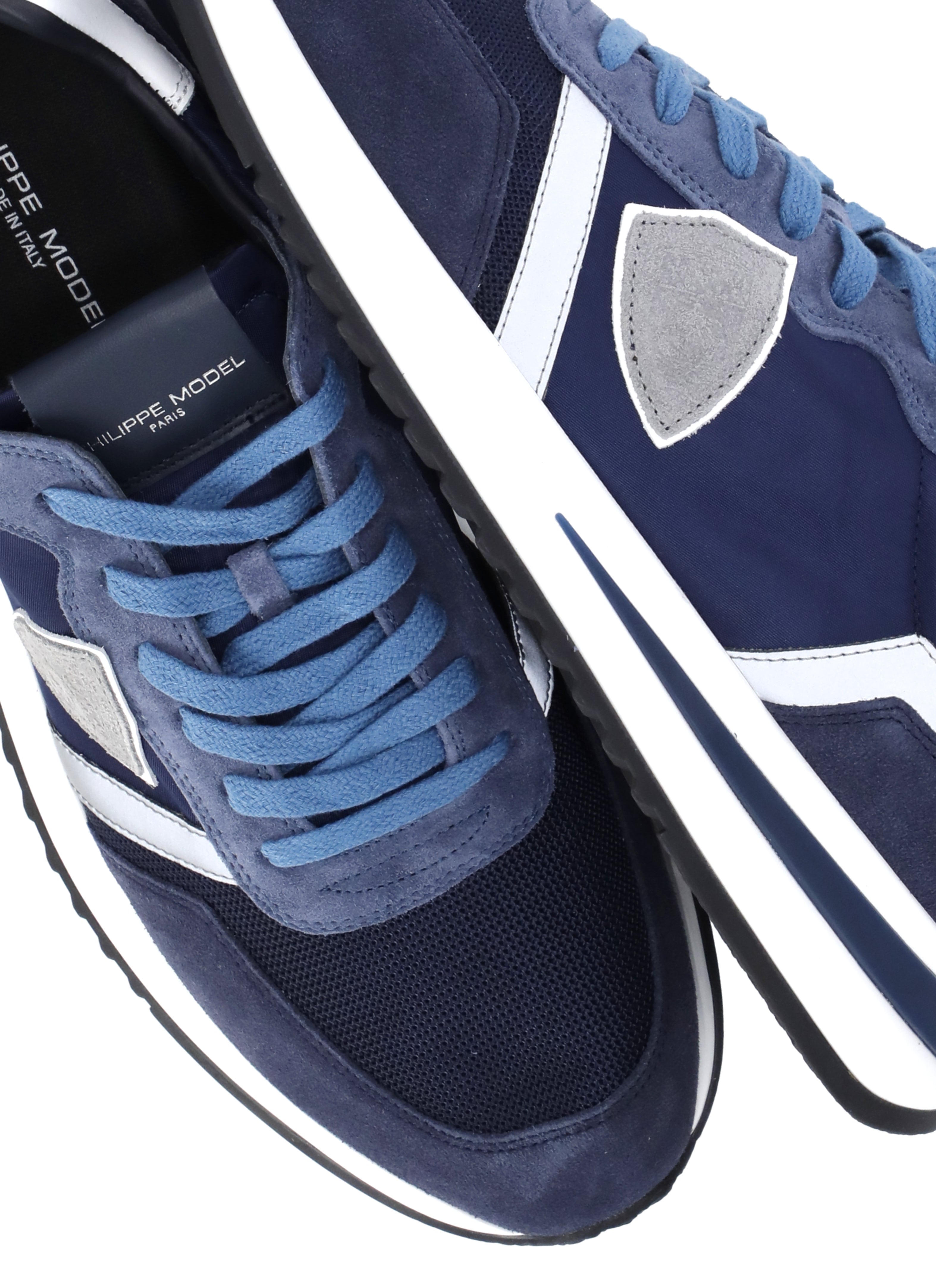 Philippe Model Sneakers Blue Textile - Calf Leather