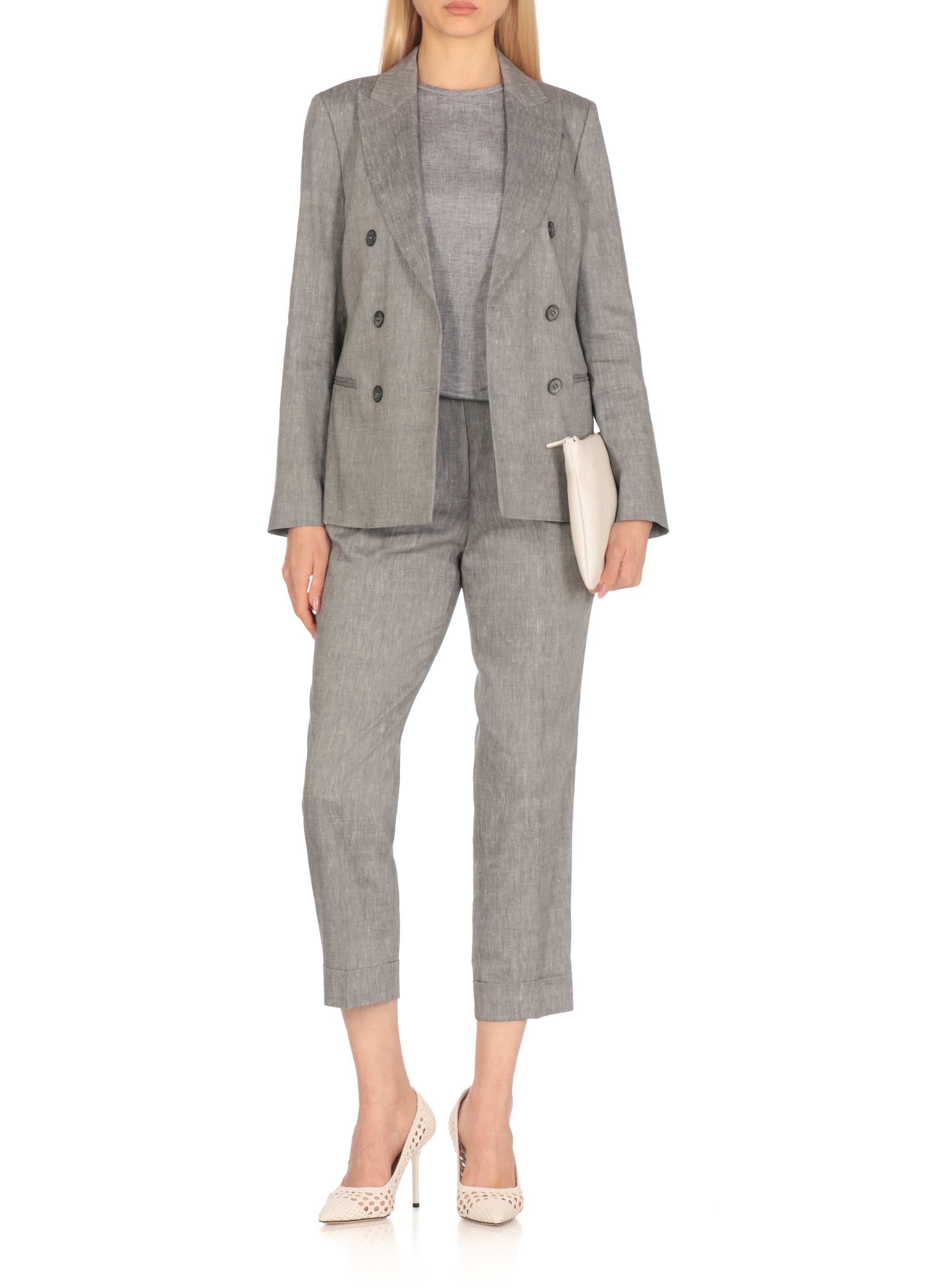 Peserico Jackets Grey Linen Wool Lining: Viscose