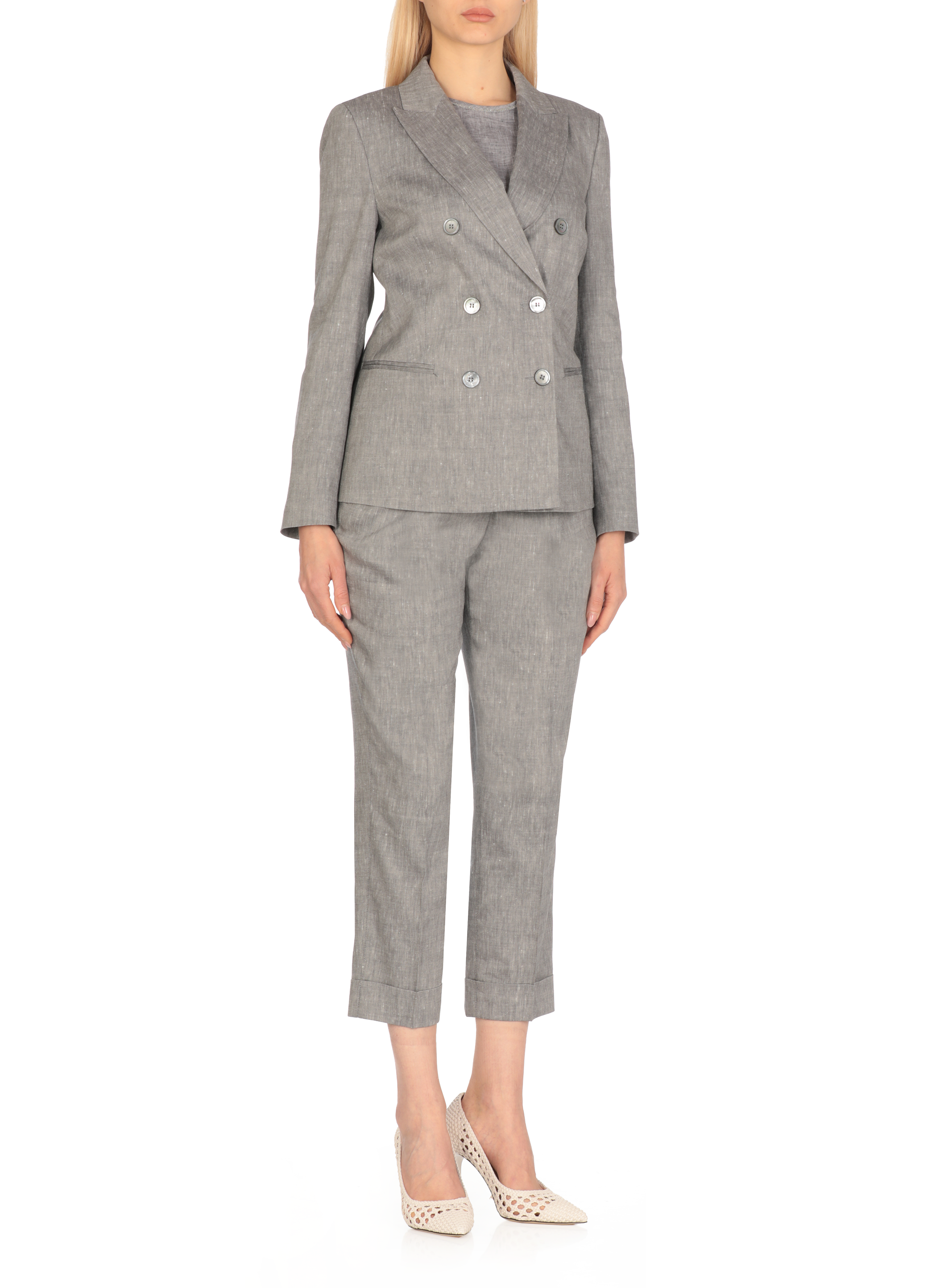 Peserico Jackets Grey Linen Wool Lining: Viscose