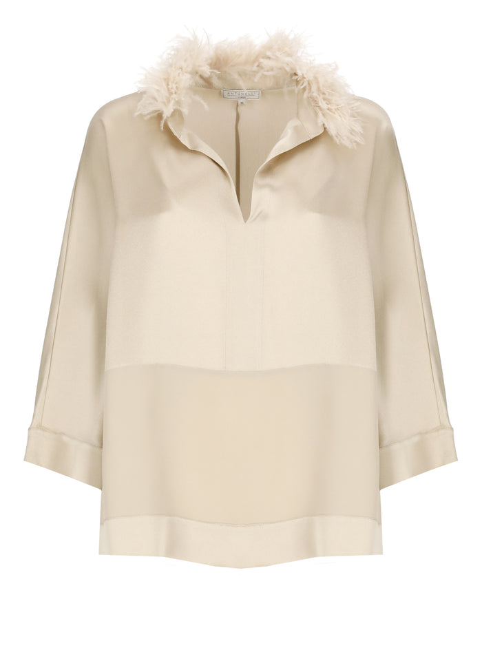 Antonelli Firenze T-Shirts And Polos Beige Acetate Silk
