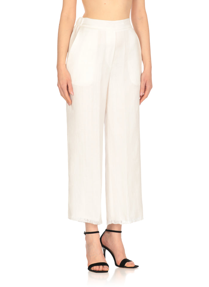 Antonelli Firenze Trousers White Viscose Linen