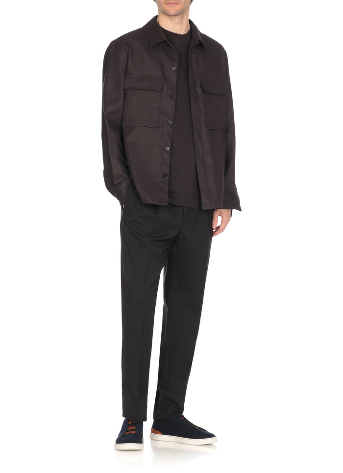 Zegna Shirts Blue Linen