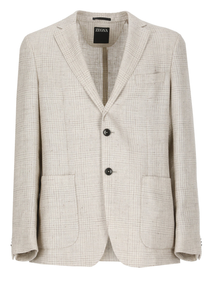 Zegna Jackets Beige Linen Wool Lining: Viscose